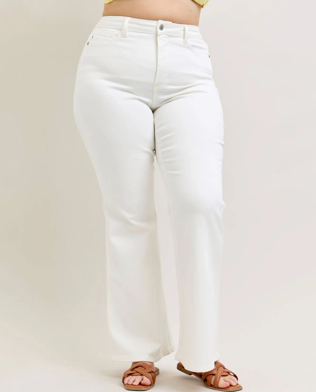 Judy Blue Plus White Denim High Waist Tummy Control Flare