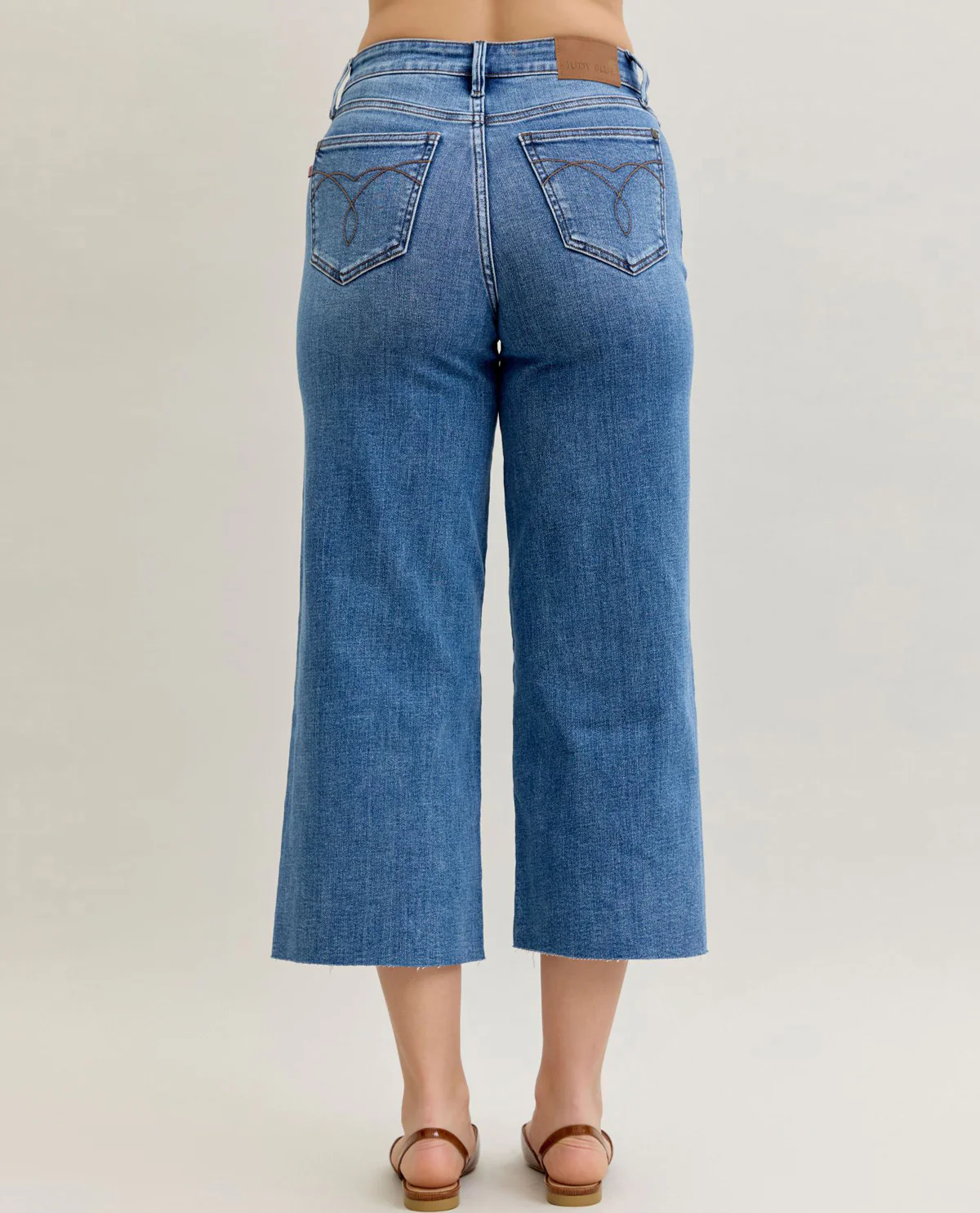 Judy Blue Wide Crop Classic Raw Denim Capri Pant - Image 3