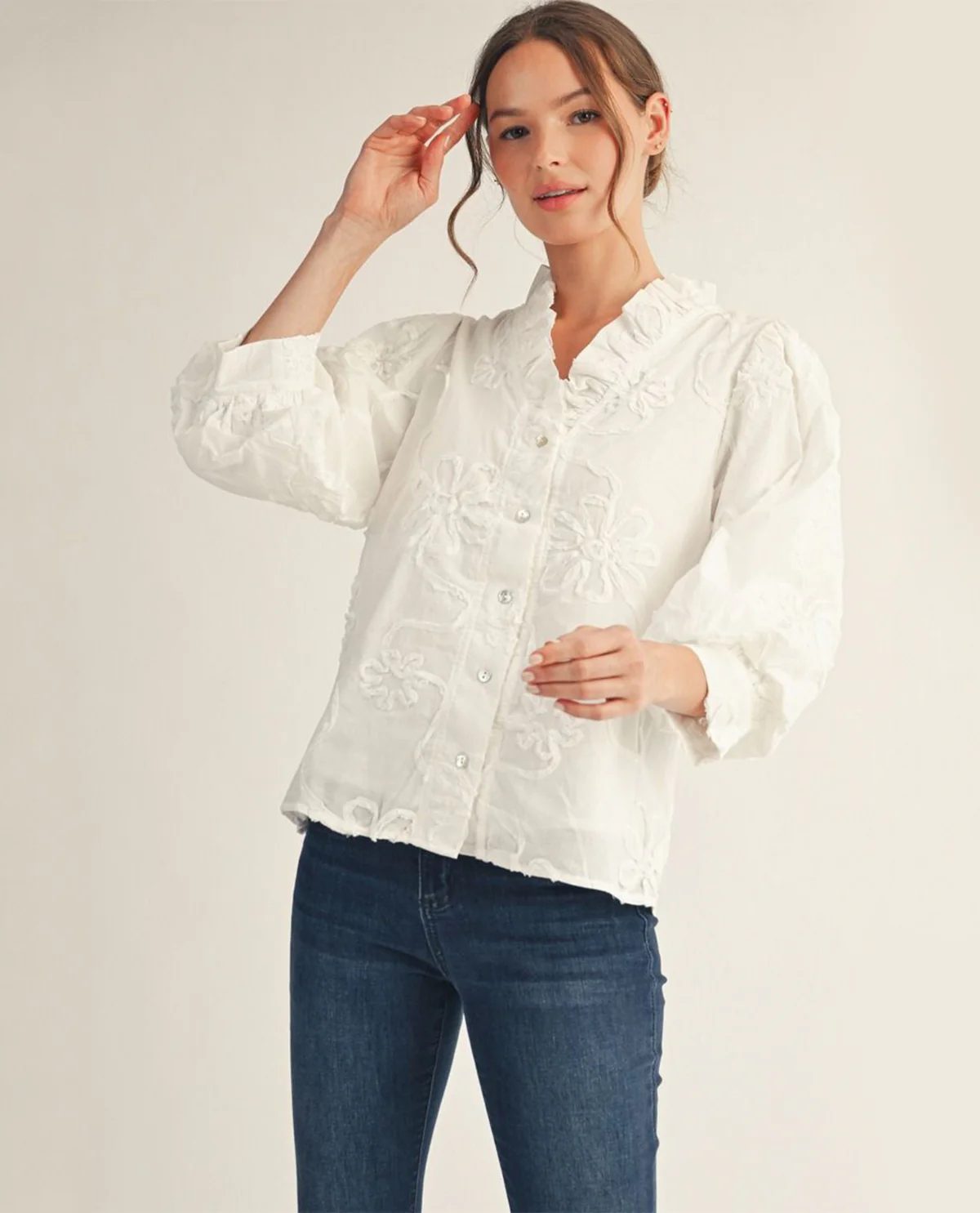 Jodifl 3D Floral Top White - Image 3