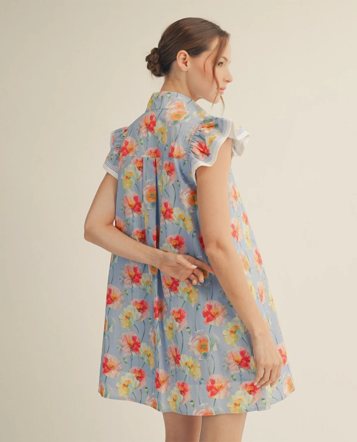 Jodifl Floral Print Button Up Dress Blue - Image 2