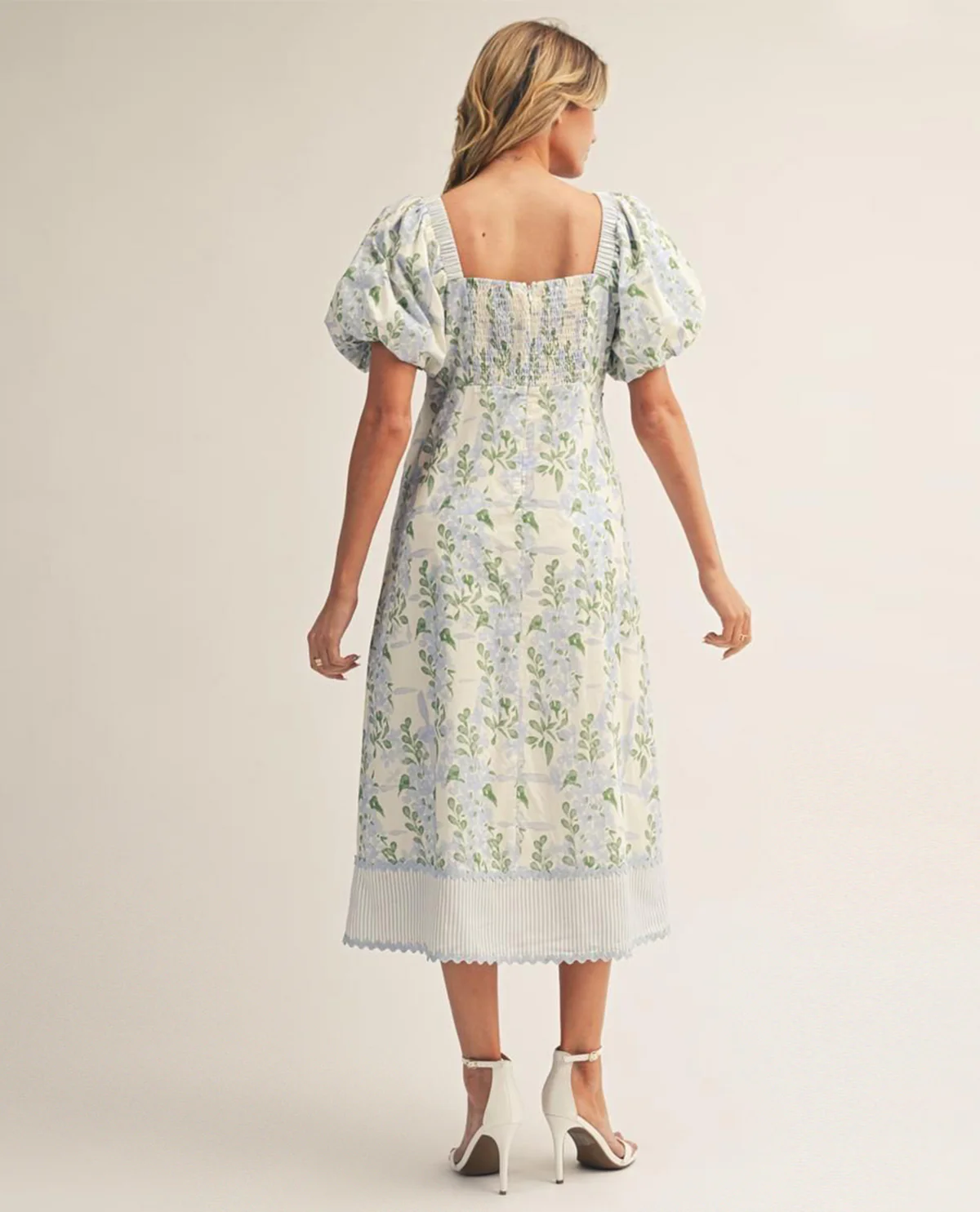 Jodifl Floral Square Neck Dress Blue - Image 2
