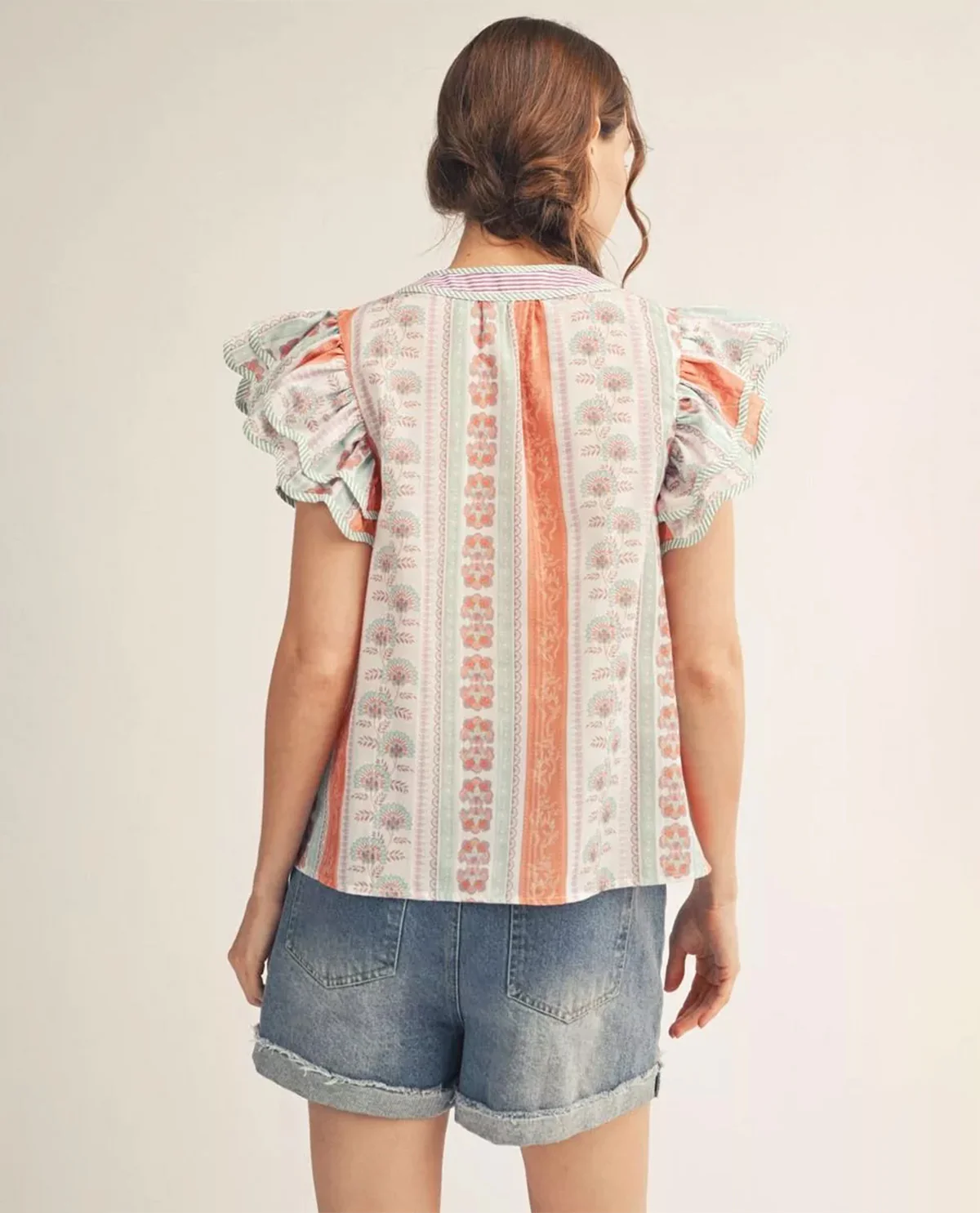 Jodifl Flutter Sleeve Print Top Seaform Orchid - Image 3