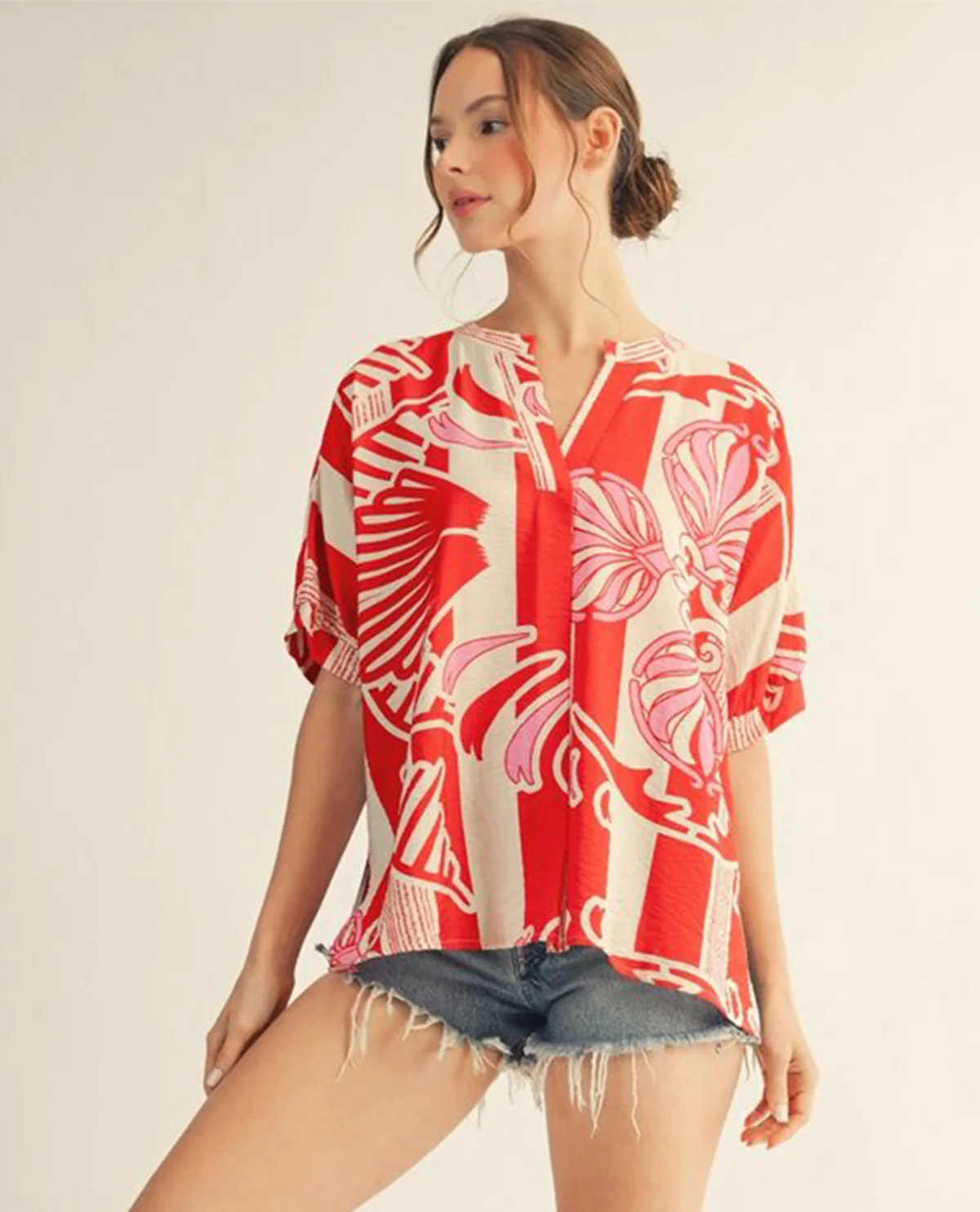 Jodifl Print Dolman Top Red - Image 2
