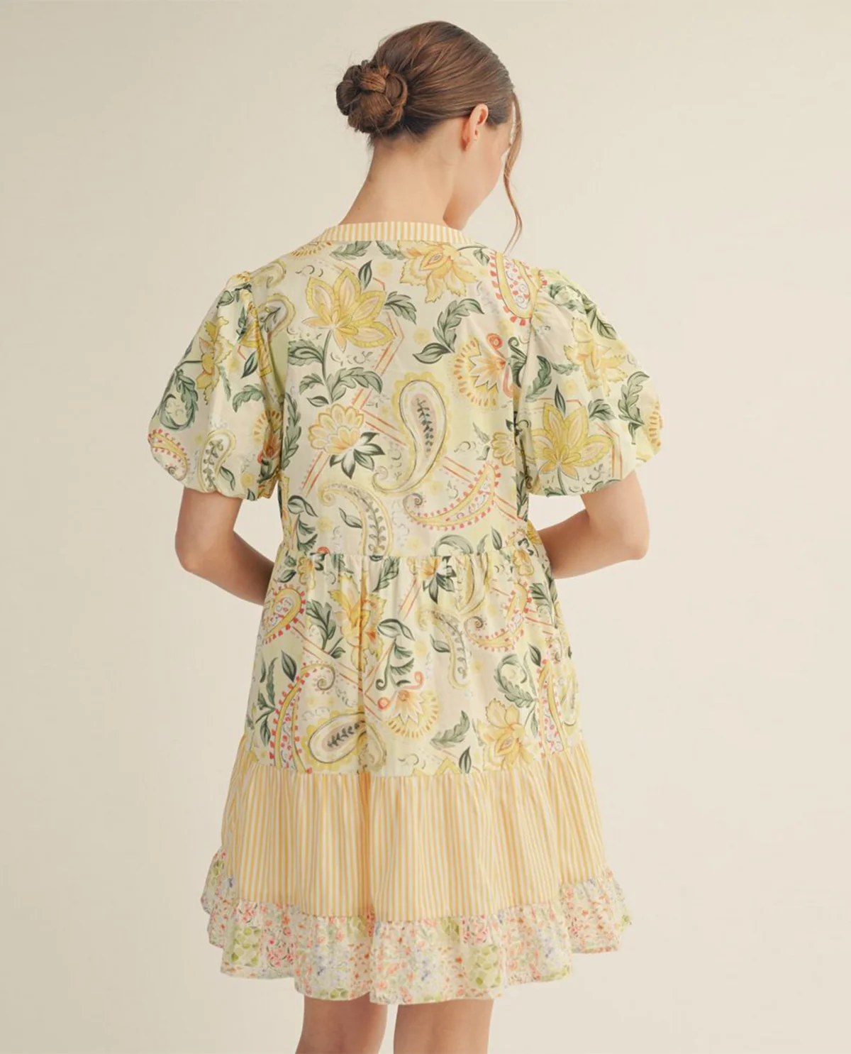 Jodifl Print Dress With Contrast Trim Yellow - Image 2