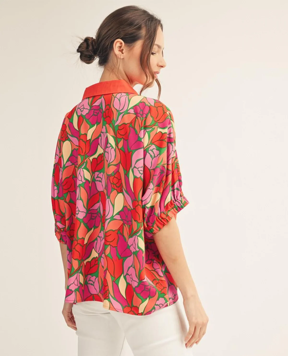 Jodifl Drop Shoulder Floral Print Loose Fit Top - Image 2