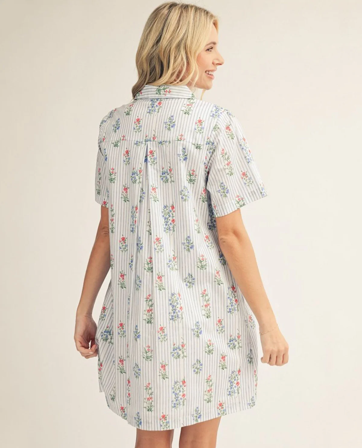 Jodifl Short Sleeve Stripe Floral Print Dress - Image 2