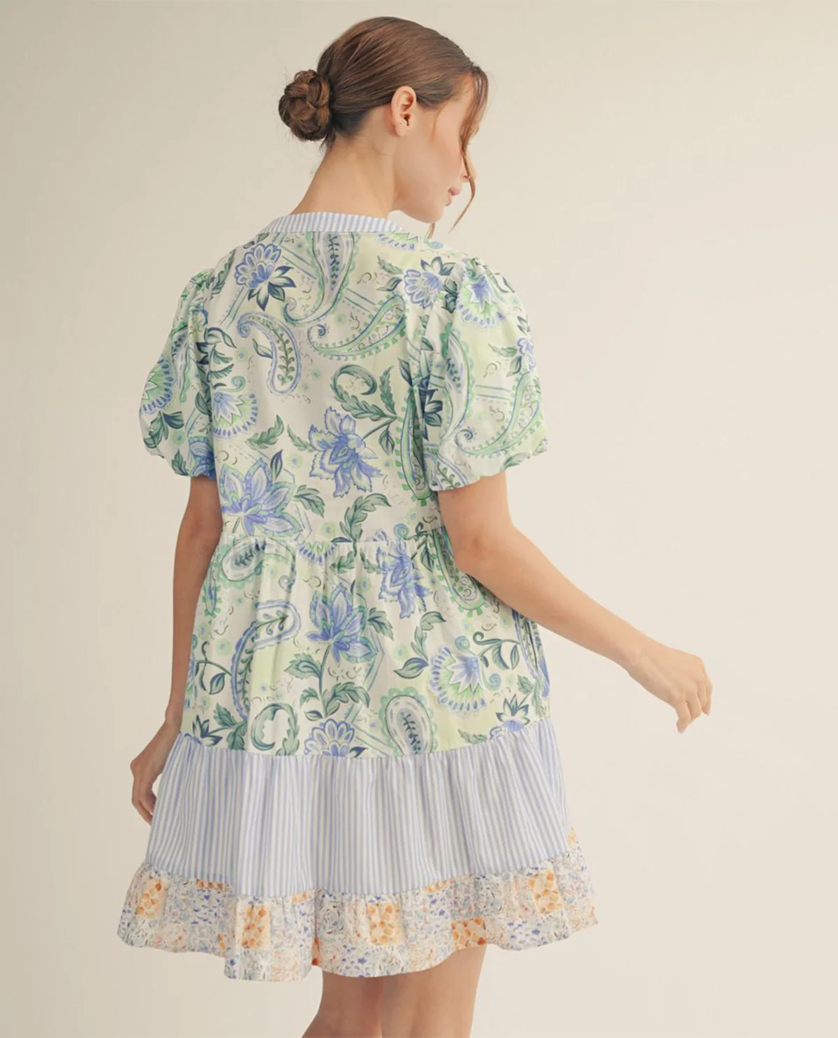 Jodifl Print Dress with Contrast Trim Blue - Image 2