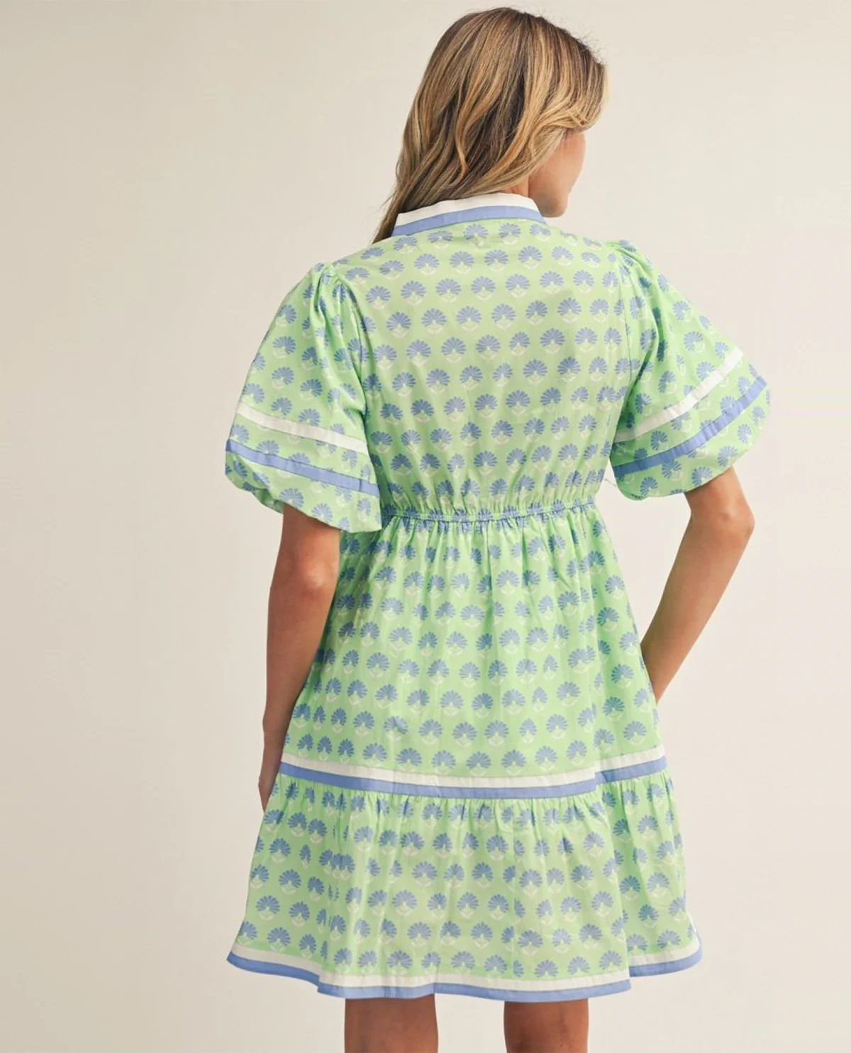 Jodifl Print Dress With Solid Detail Green - Image 2