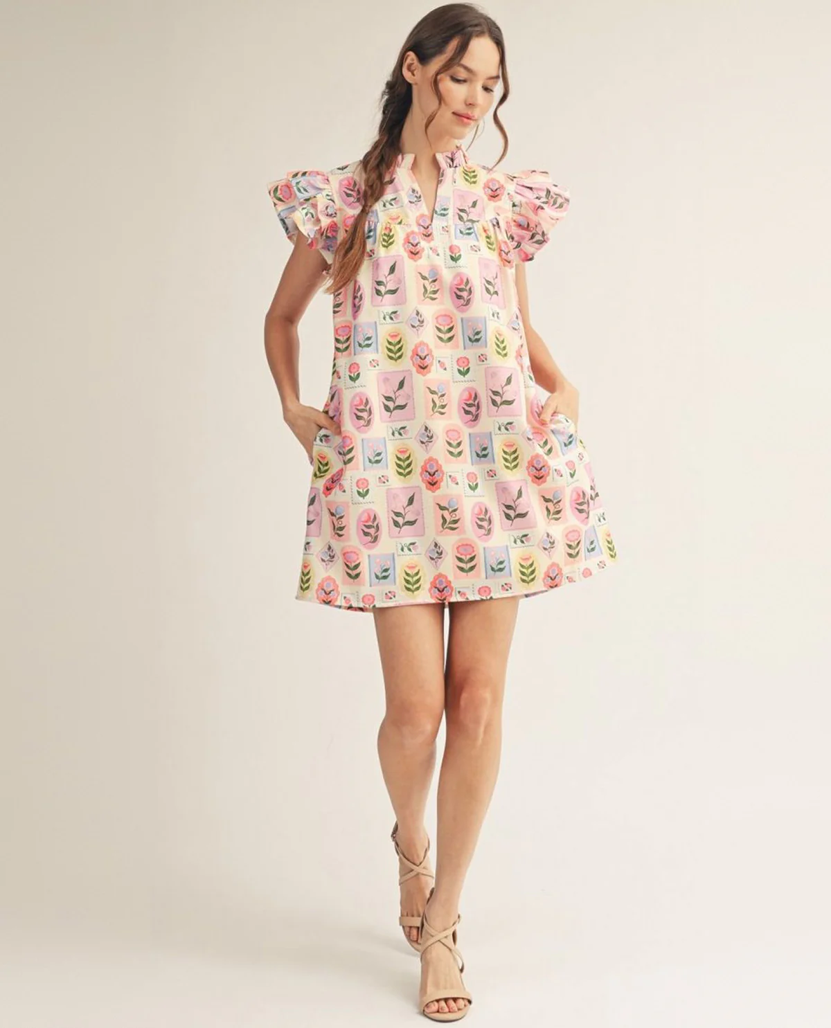 Jodifl Print Flutter Sleeve Floral Print Dress - Image 2