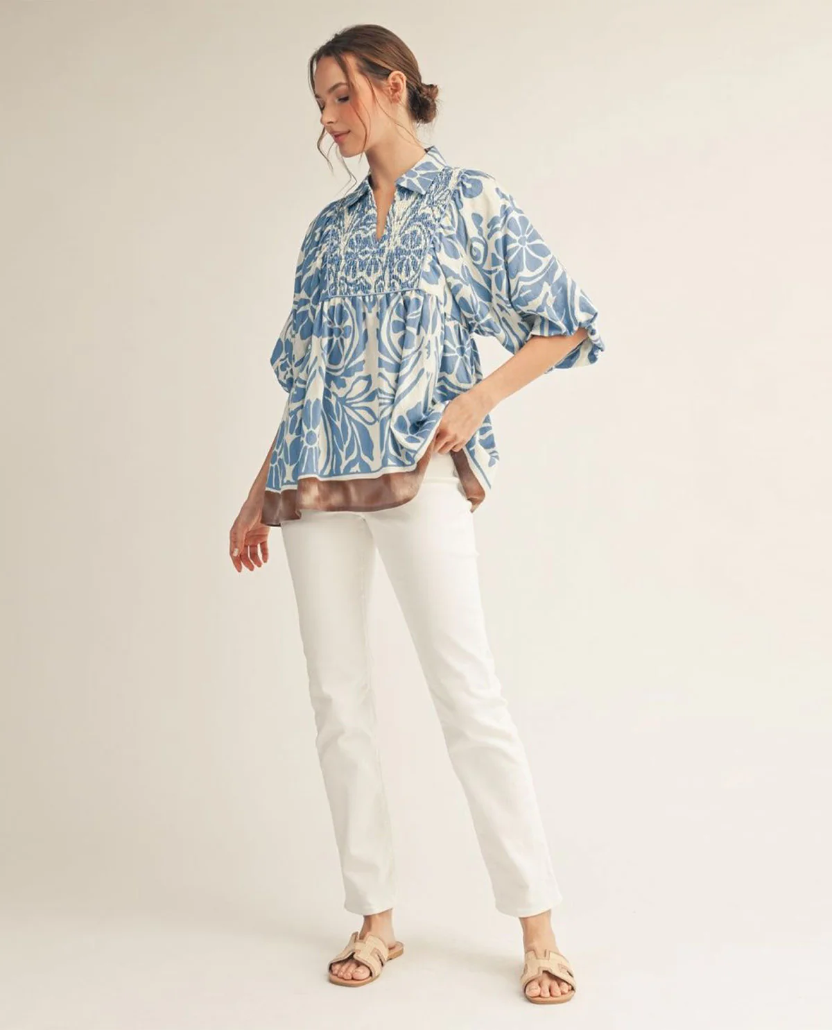 Jodifl Half Sleeves Boho Floral Print Top - Image 3