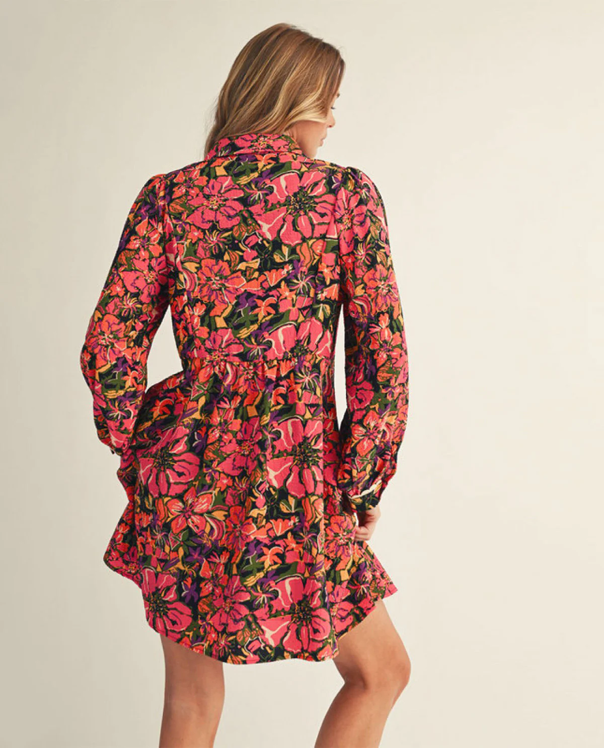 Long Sleeve Smocked Chest Print Dress - Image 2