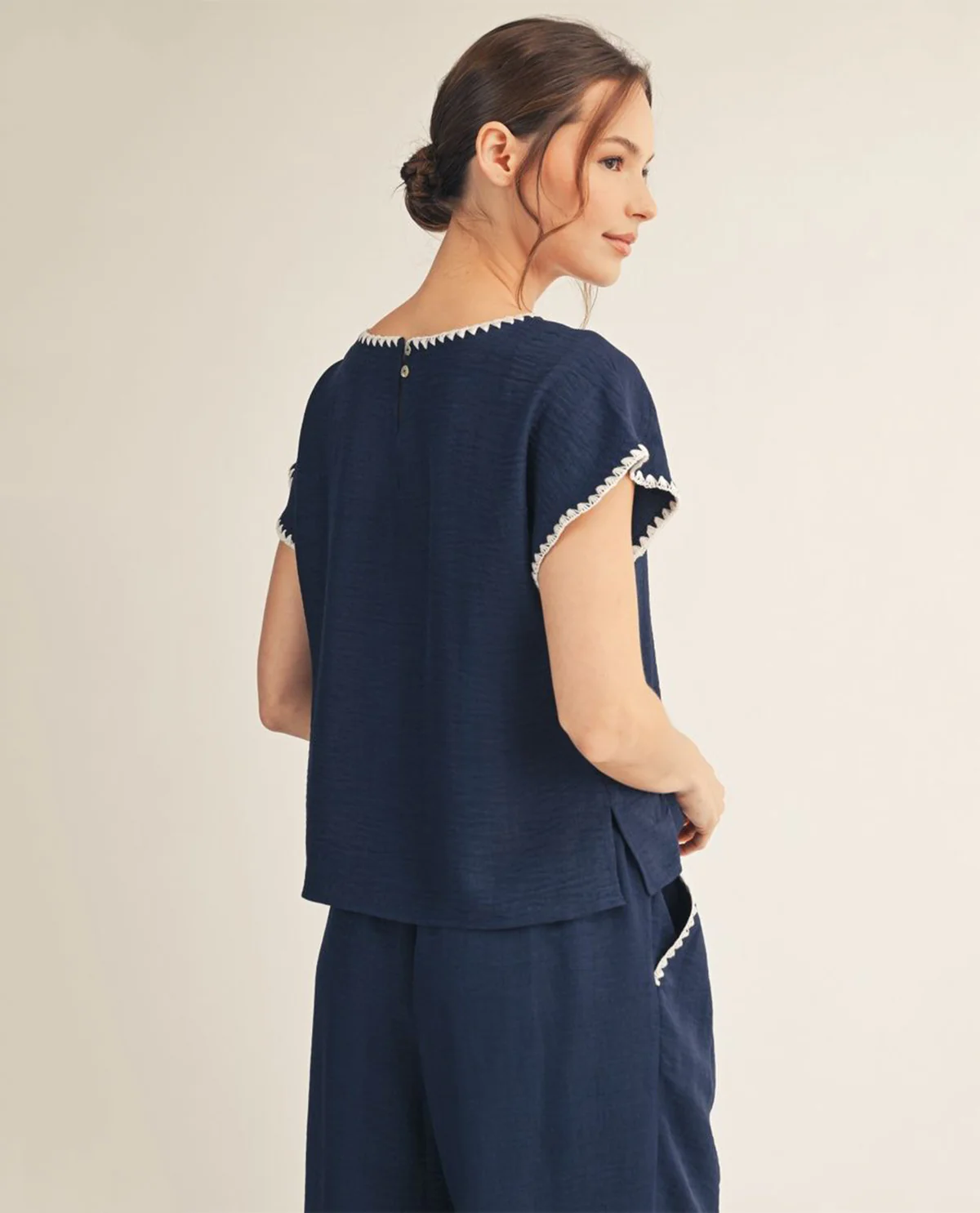 Jodifl Solid Top With Trim Navy - Image 3