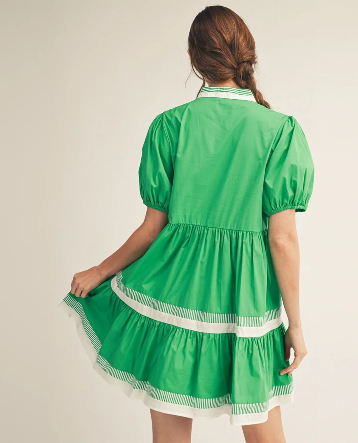 Jodifl Tiered Colorblock Dress Green - Image 2