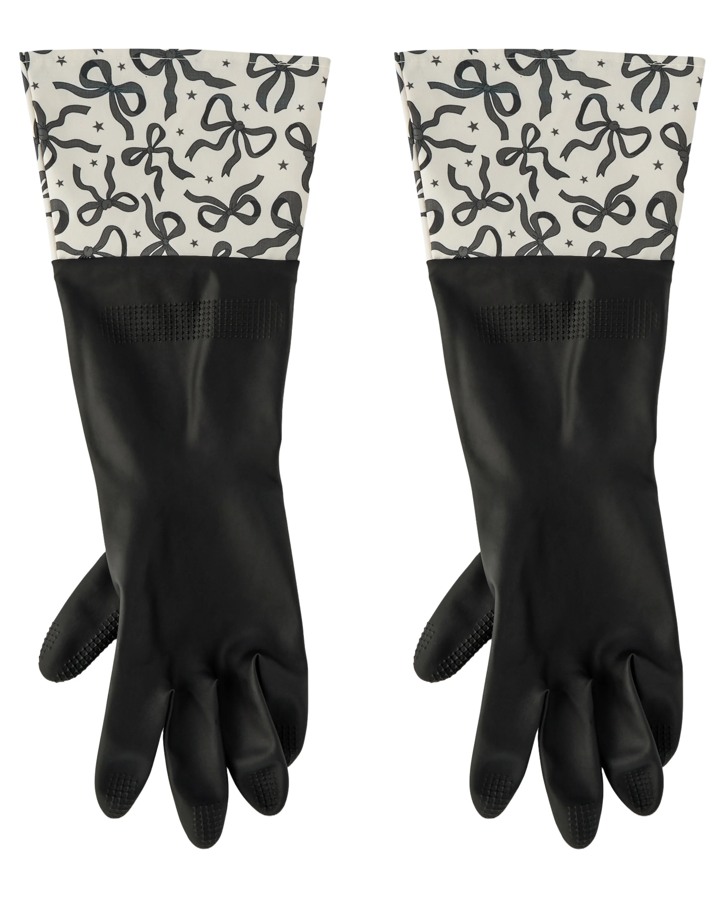 Latex Gloves - Black With Bows - Image 2
