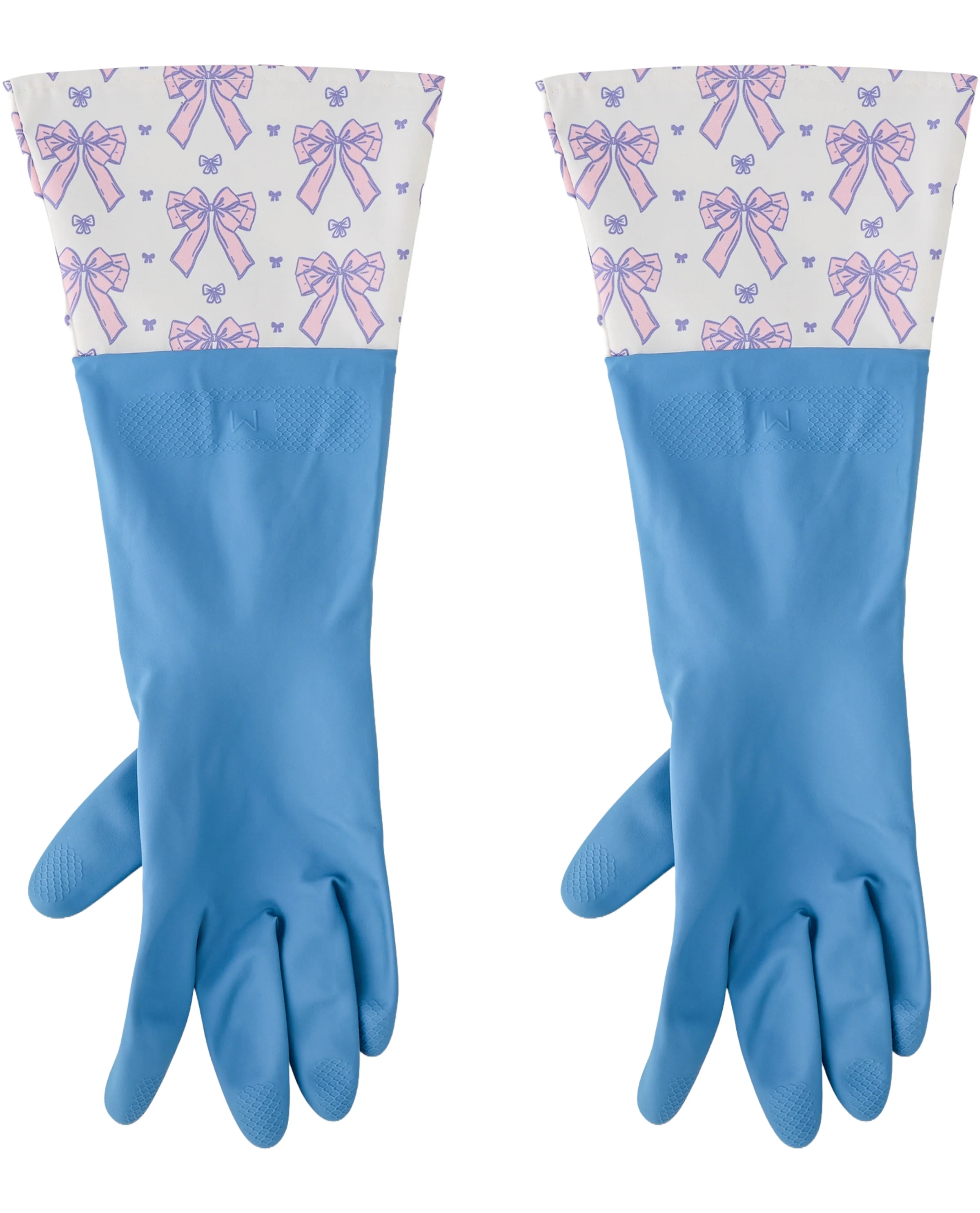 Latex Gloves - Blue With Bows - Image 2