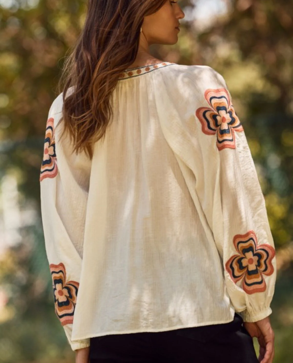 Oddi Embroidered Sleeve Blouse White - Image 2