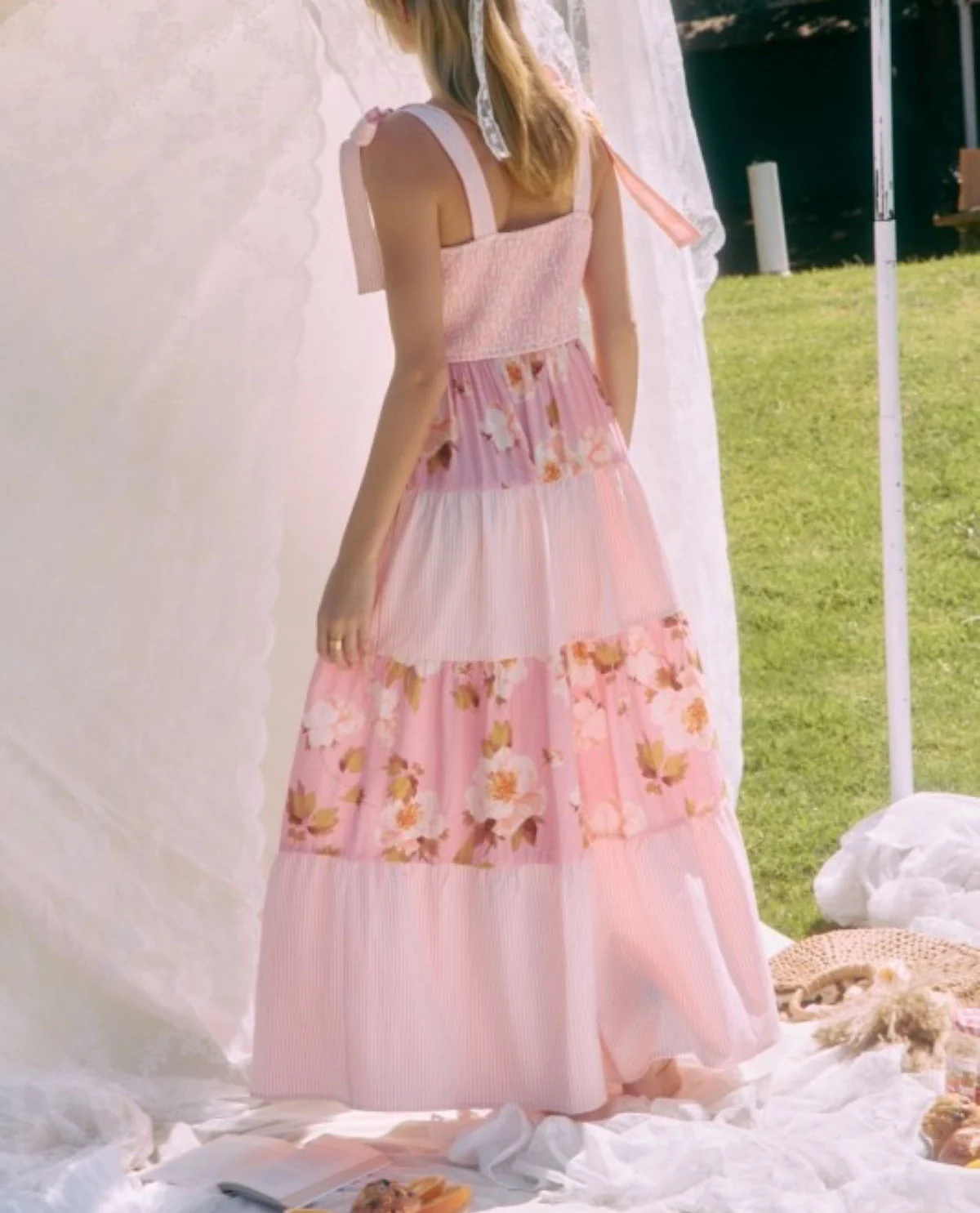 Oddi Plus Colorblock Tiered Dress Pink - Image 2