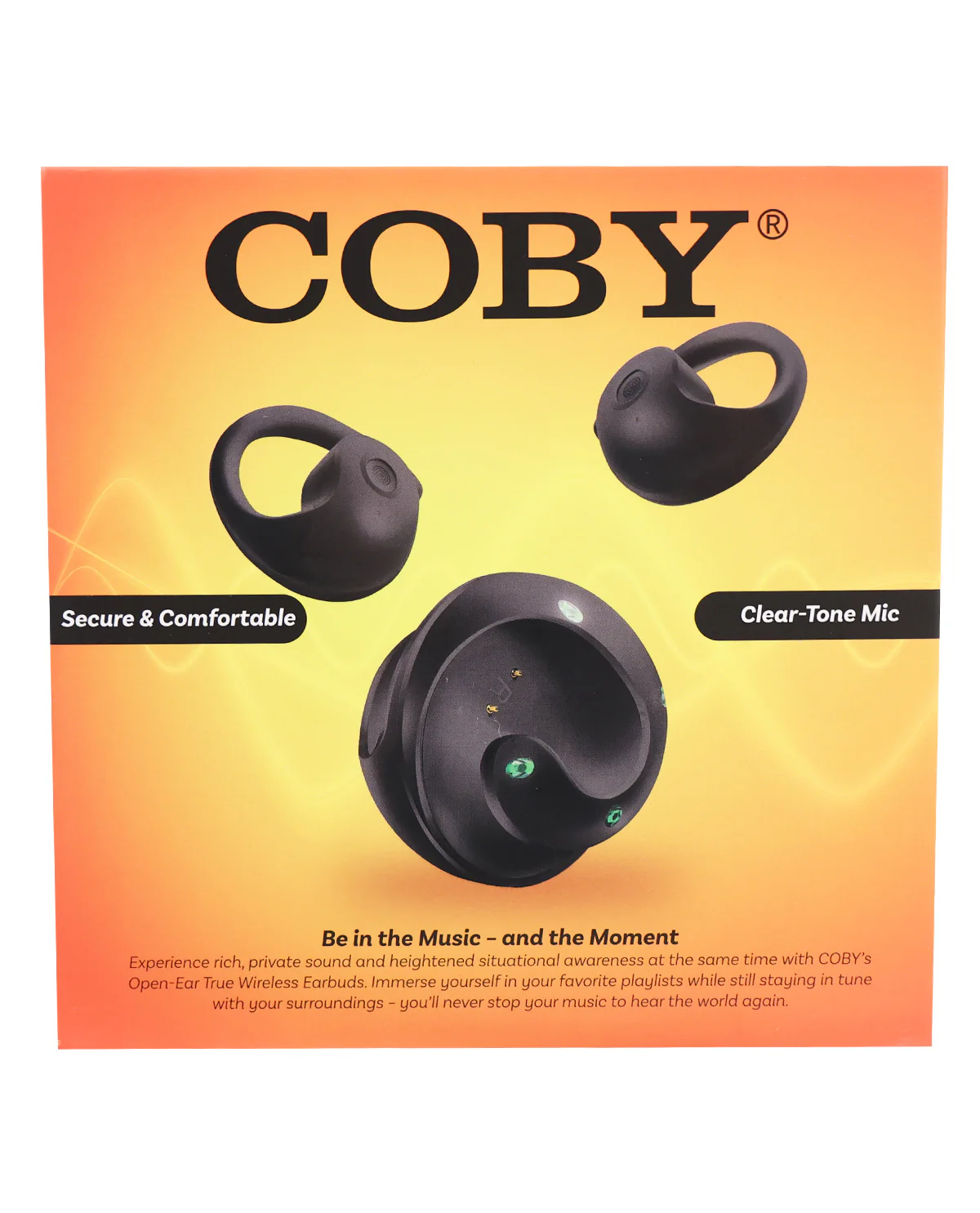 Open-Ear Earbuds (Black) With Round Charging Case - Image 2