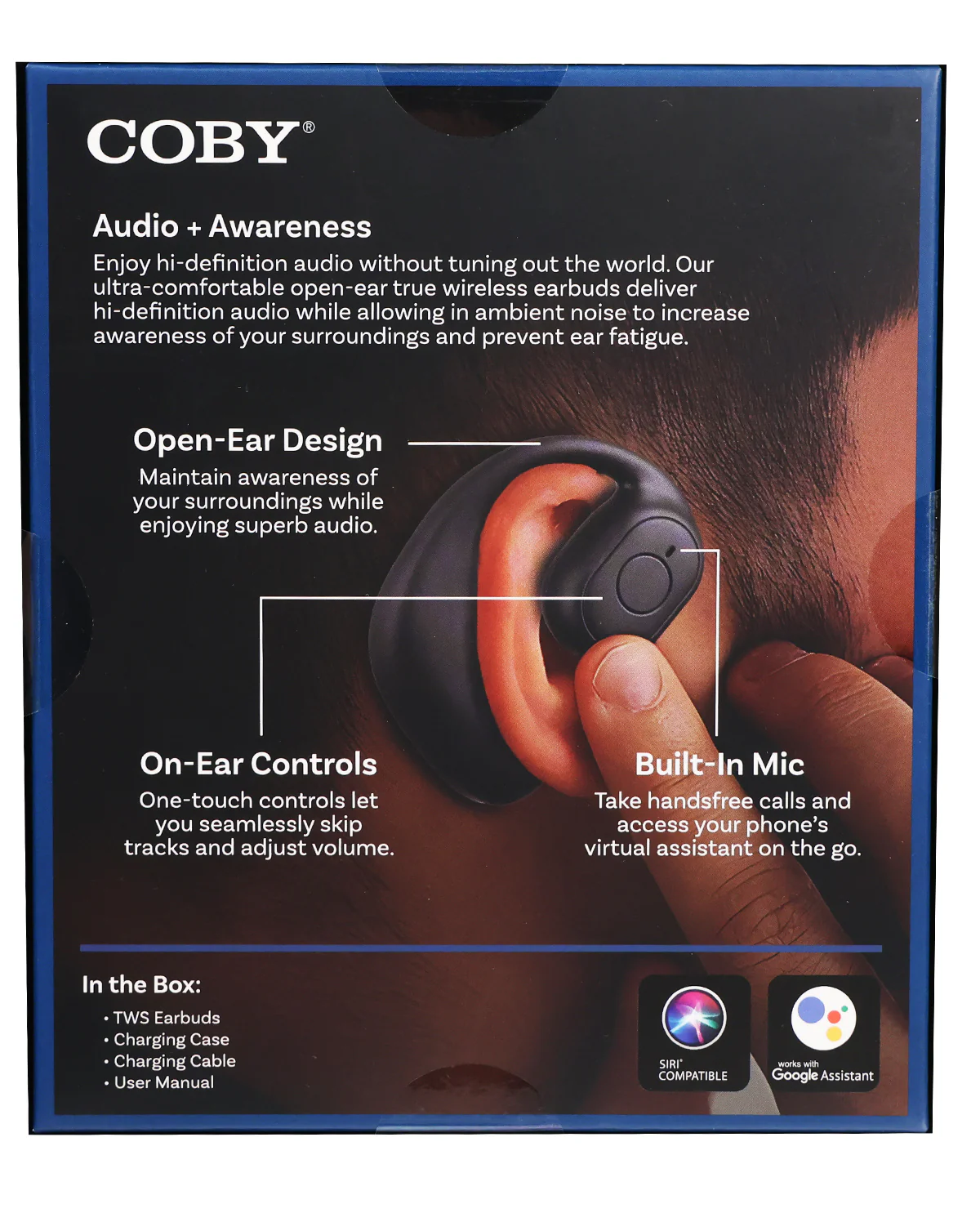 Open-Ear Earbuds (Black) With Rectangle Charging Case - Image 2