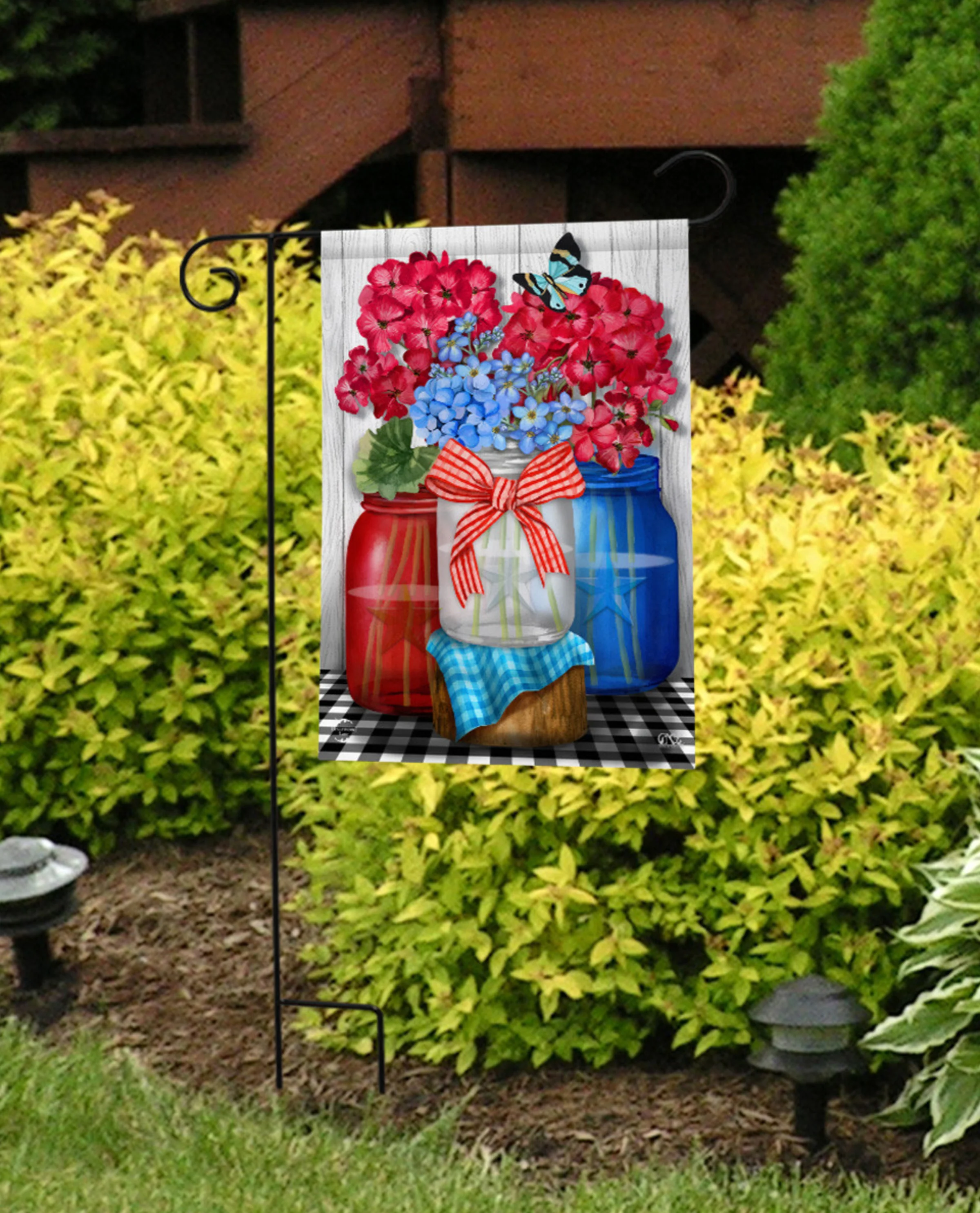 Red, White, And Blue Jars Garden Flag - Image 2