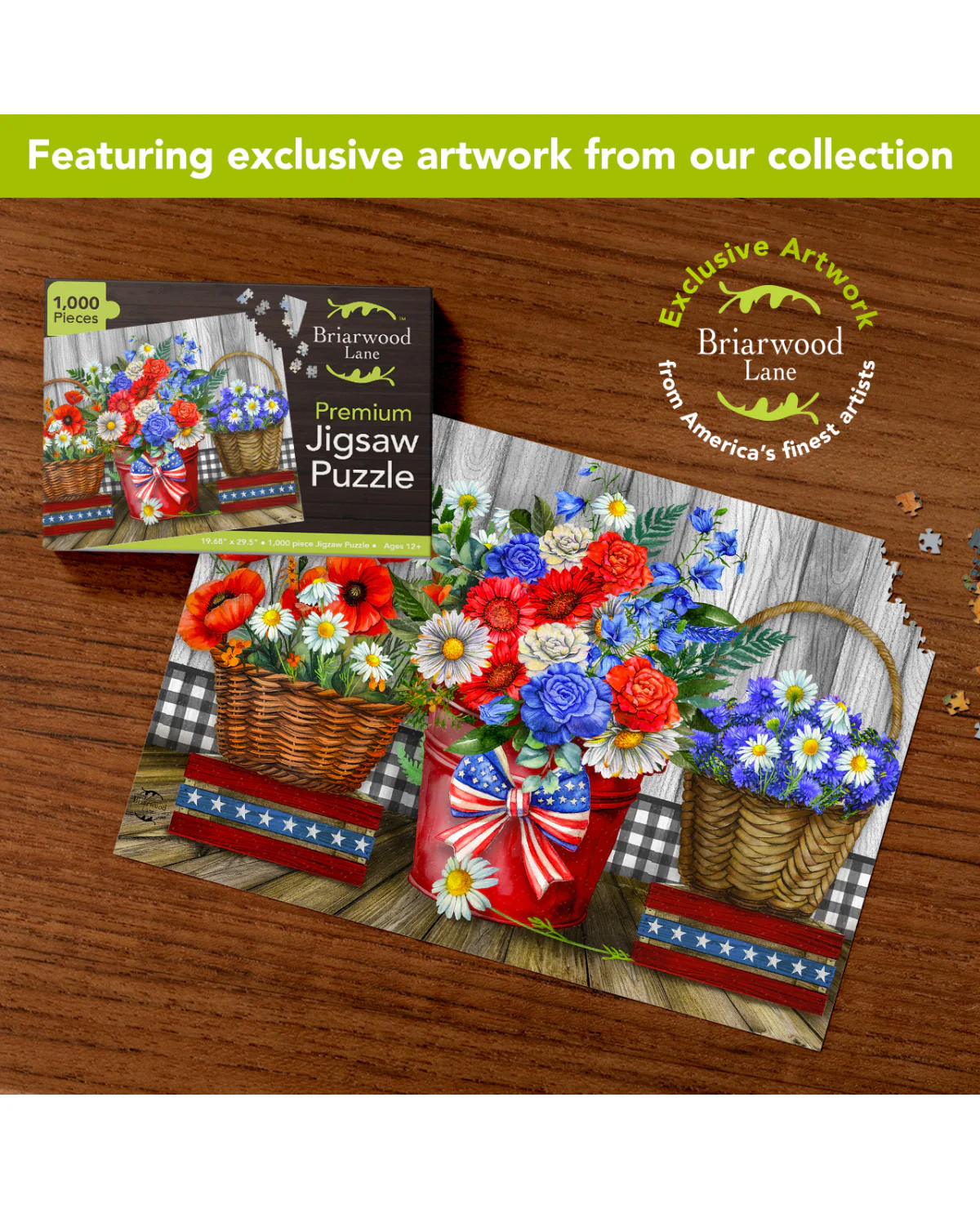 Red, White, And Blue Flower Puzzle (1,000pcs) - Image 2