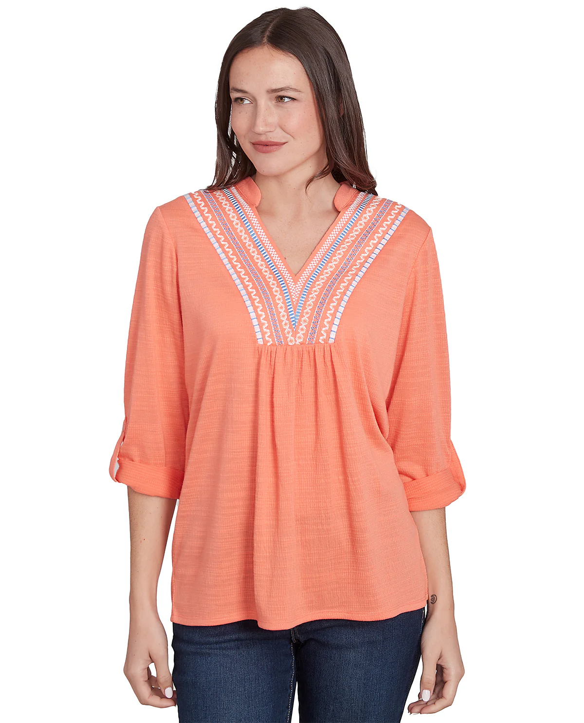 Ruby Road Petite Bella Vista Embroidered Knit Top - Image 2