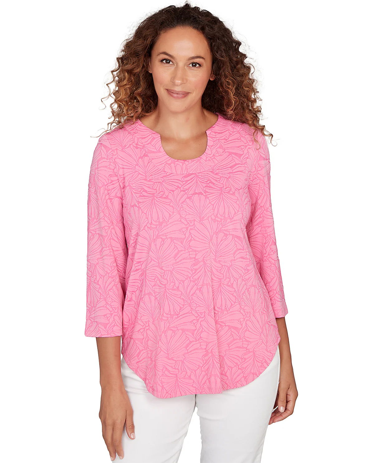 Ruby Road Cal Dreaming 3/4 Sleeve Floral Knit Top - Image 2