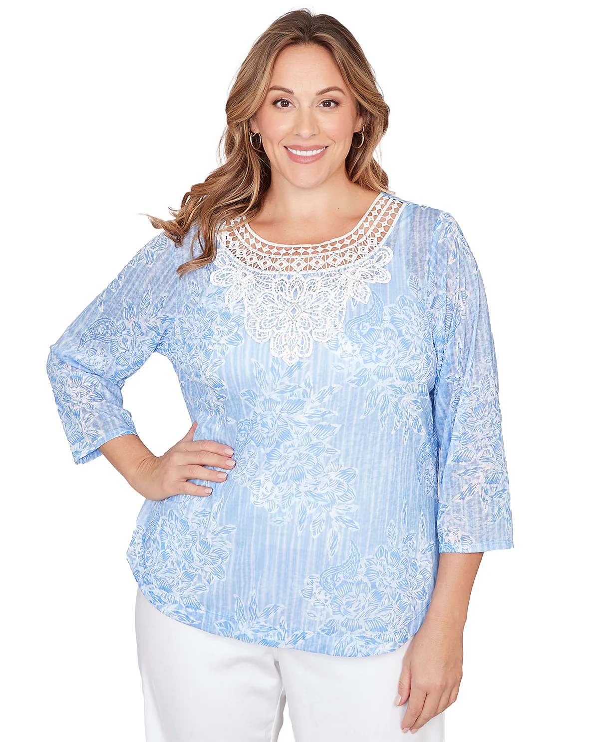Ruby Road Floral Sublimation Print Knit Top - Image 2