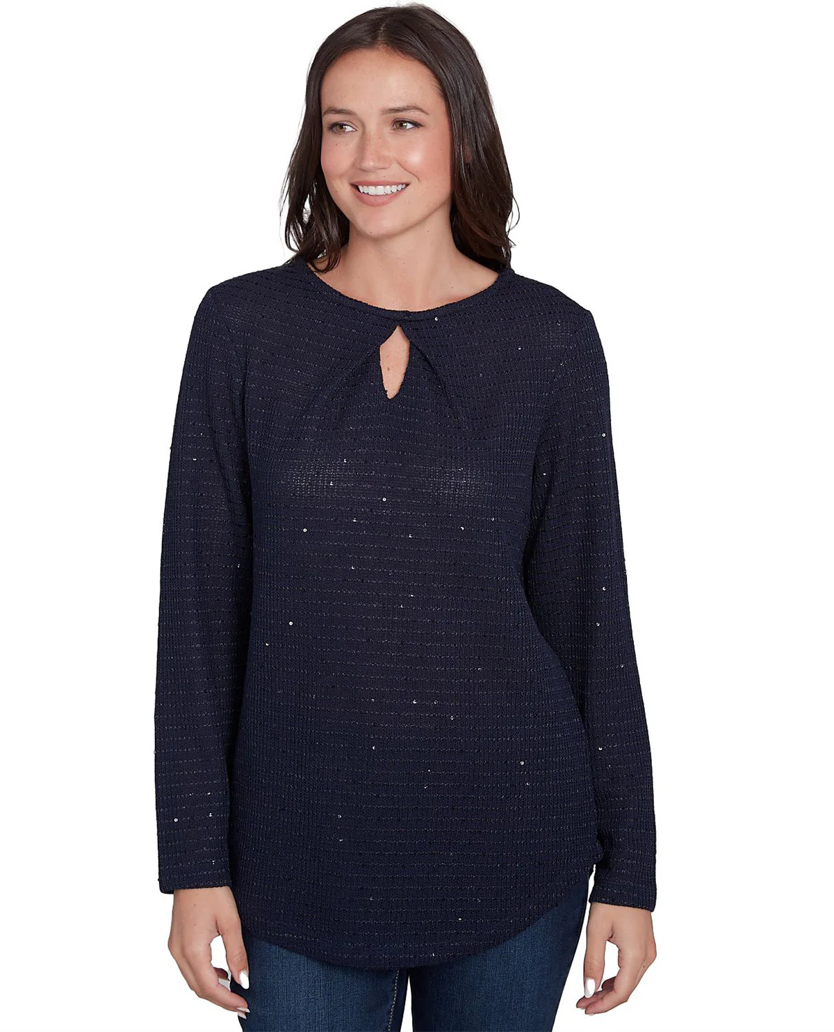 Ruby Road Petite Must Haves II Solid Sequin Knit Top - Image 2