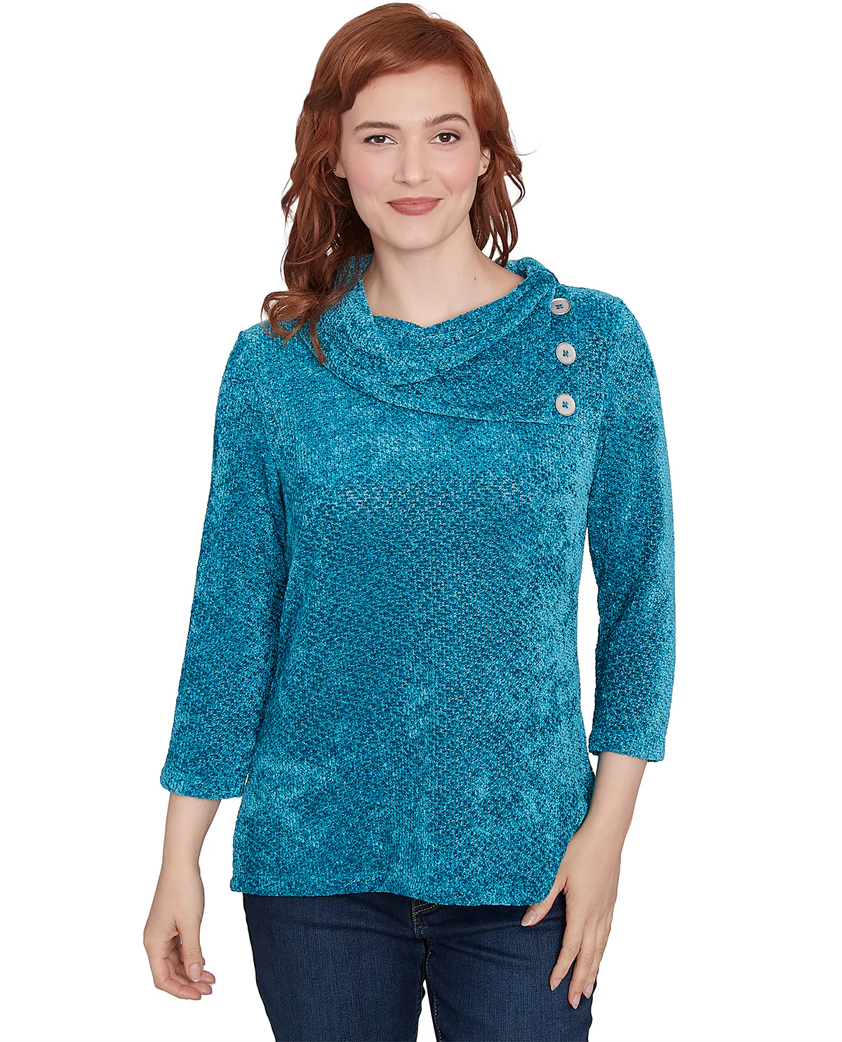 Ruby Road Missy Must Haves II 3/4 Sleeve Shine Chenille Pullover Knit Top - Image 2