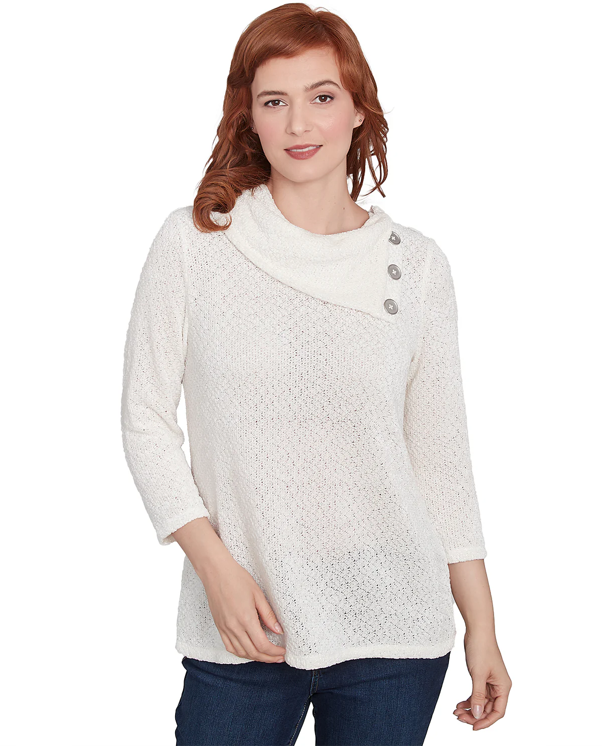Ruby Road Missy Must Haves II 3/4 Sleeve Shine Chenille Pullover Knit Top - Image 3
