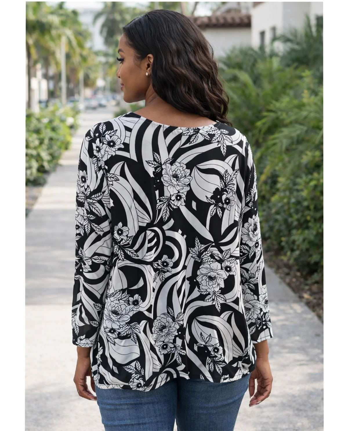 Ruby Road Women's Must Haves Floral Knit Top Black/White - Image 2