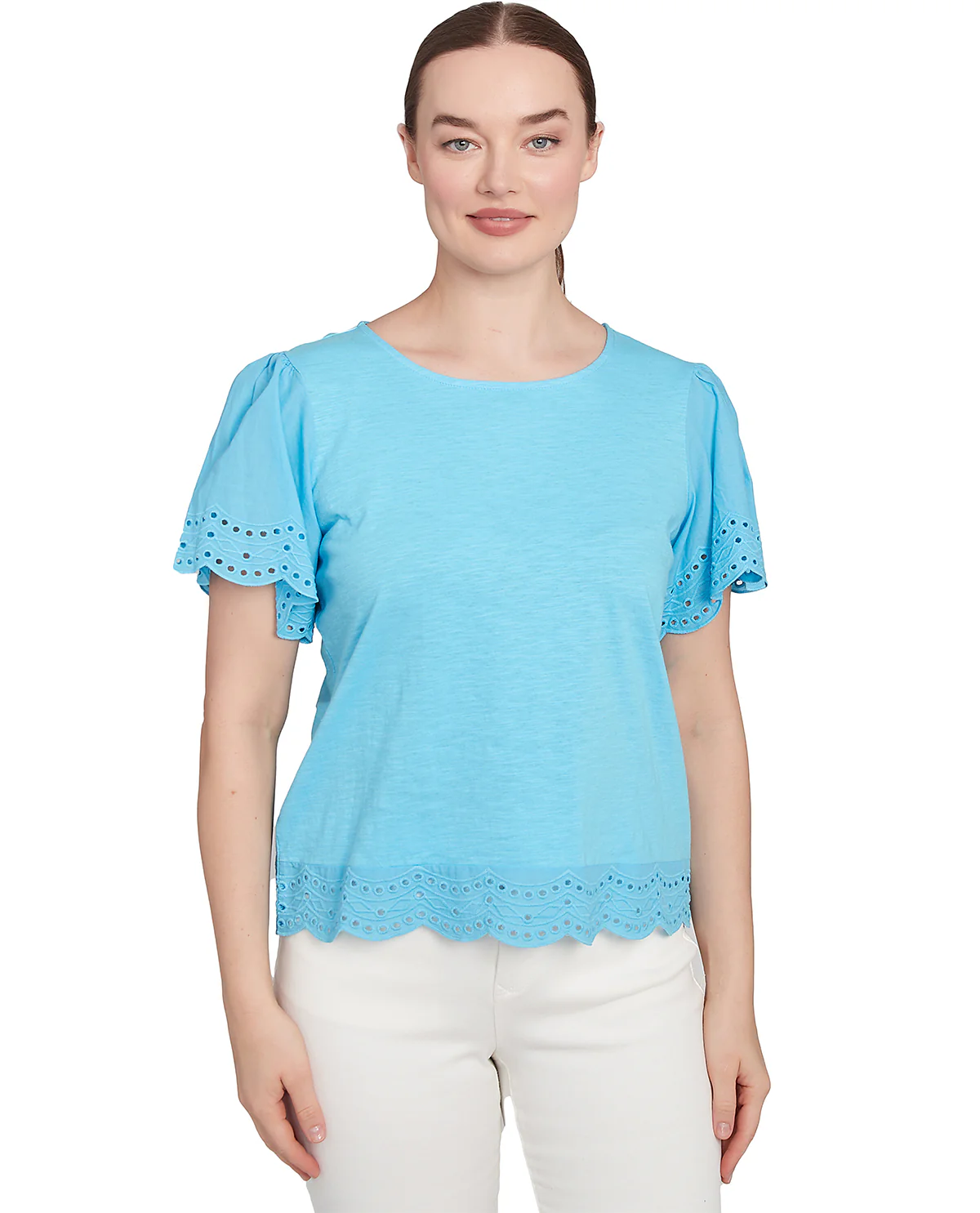 Ruby Road Petite Paradise Cove Embroidered Knit Top - Image 2