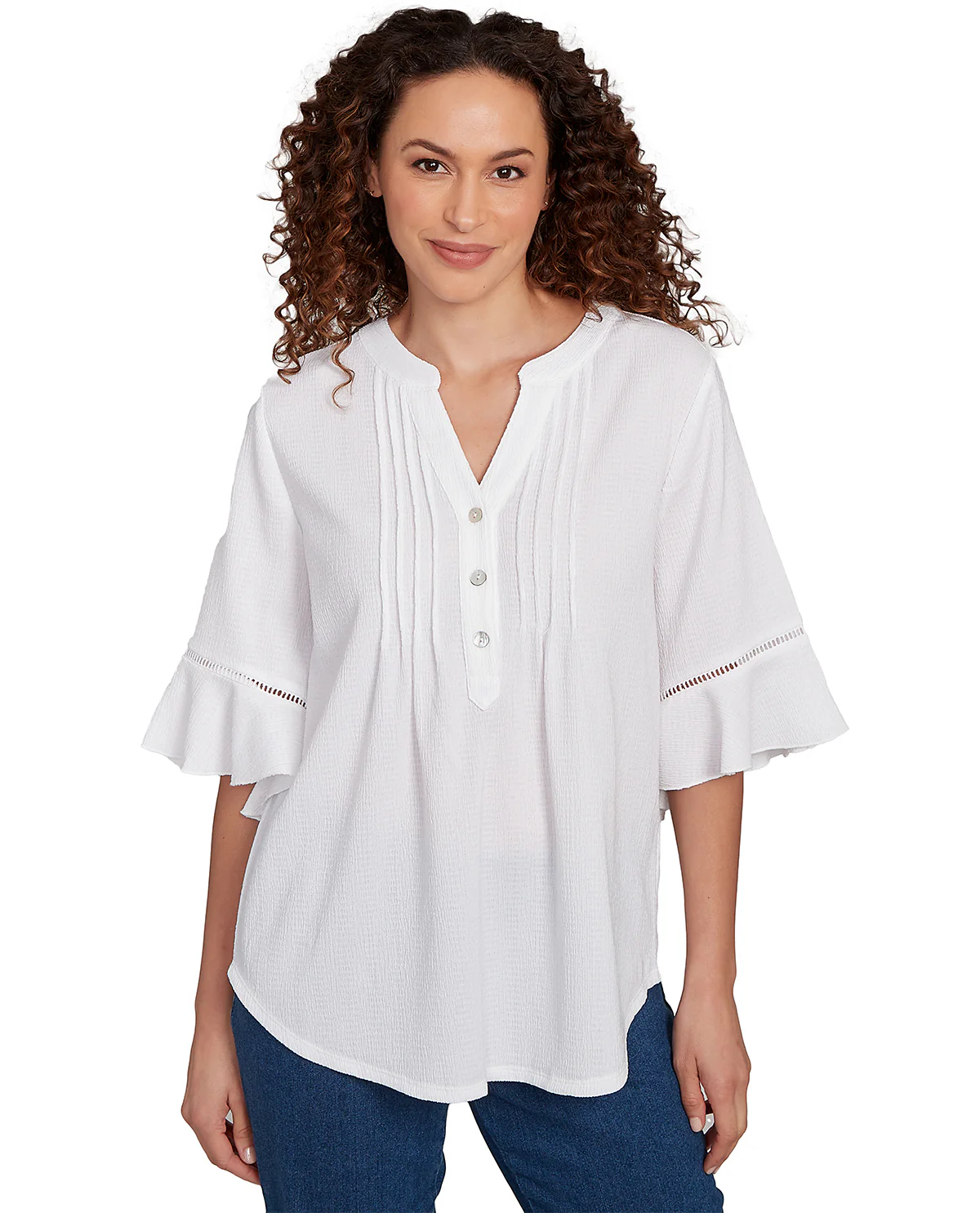 Ruby Road Petite Paradise Cove Embroidered Knit Top - Image 3