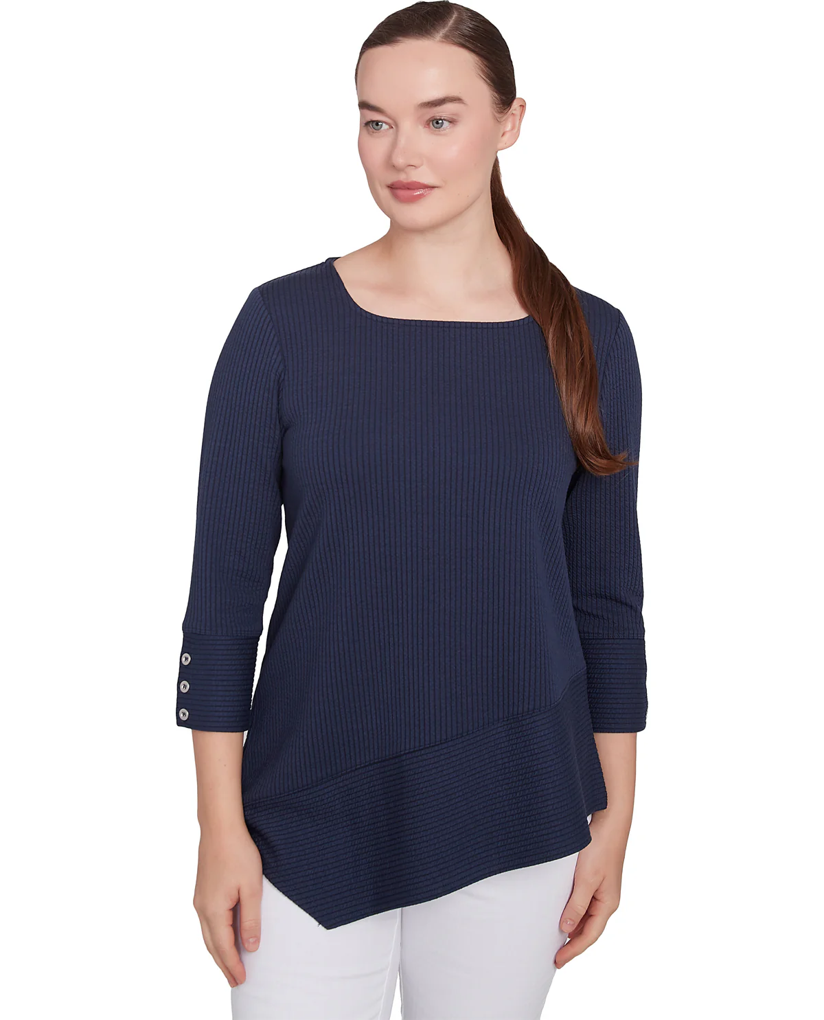 Ruby Road Petite Resort Ready 3/4 Square Neck Stripe Top - Image 2