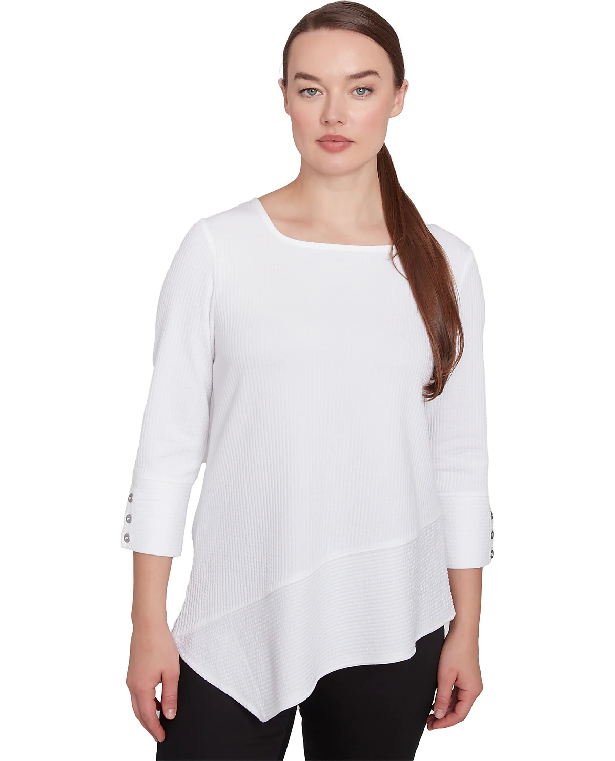 Ruby Road Petite Resort Ready 3/4 Square Neck Stripe Top - Image 3