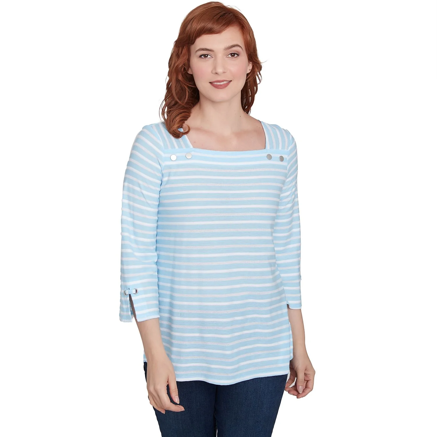 Ruby Road Resort Ready 3/4 Square Neck Stripe Top - Image 2