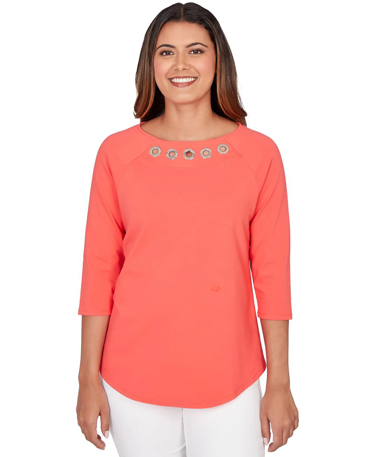 Ruby Road Grommet Solid Knit Top - Image 2