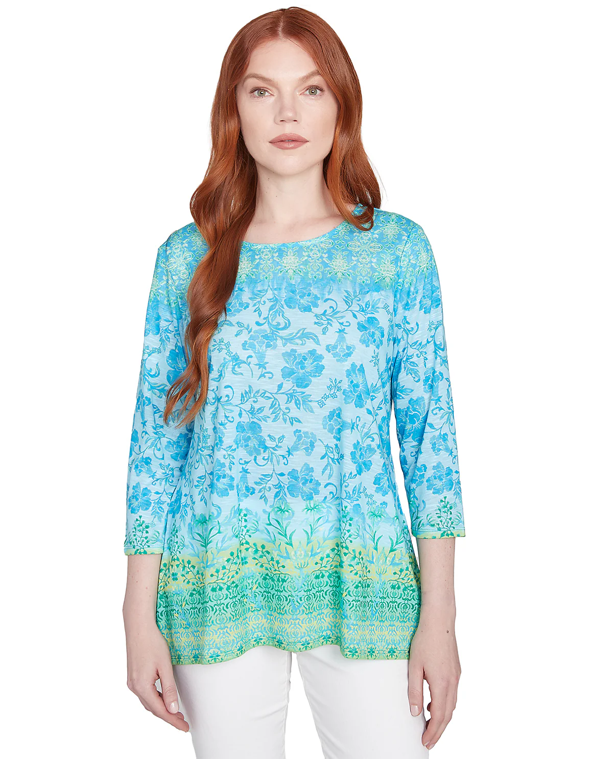 Ruby Road Petite Spring Sublimation Floral Knit Top - Image 3