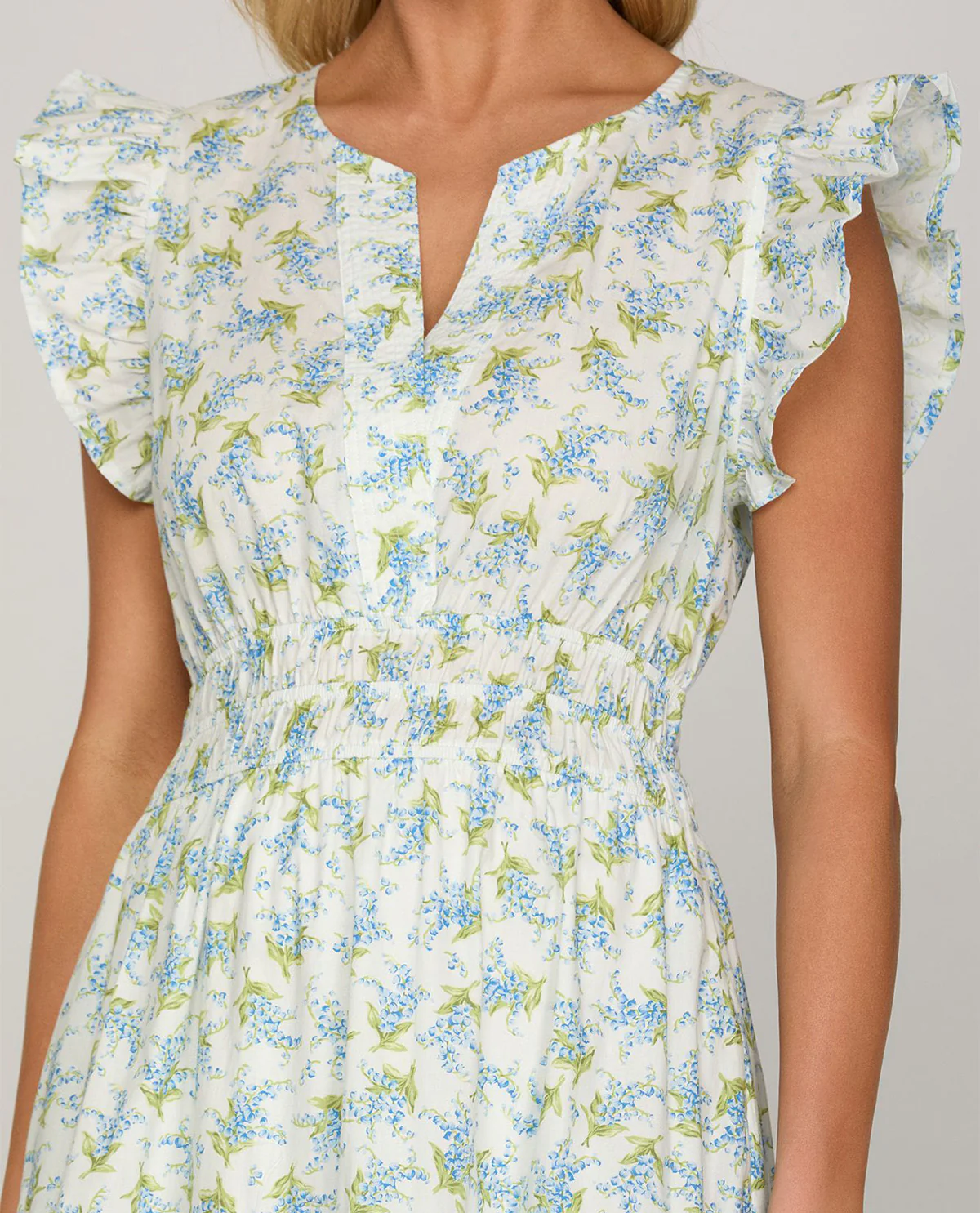 She and Sky Floral Print Tiered Dress White - Image 3