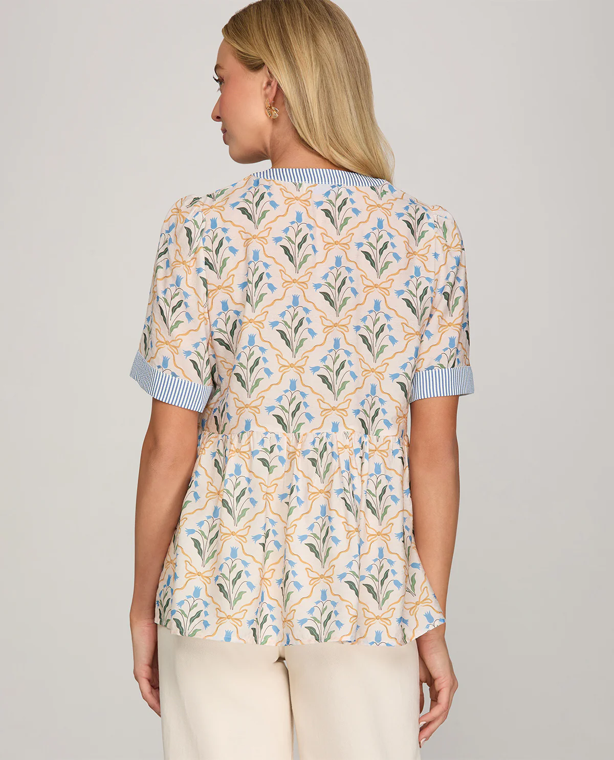 She And Sky Print Top White/Blue - Image 2