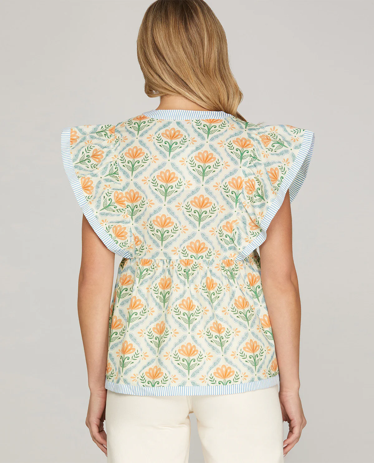 She and Sky Ruffle Sleeve Print Top - Image 4