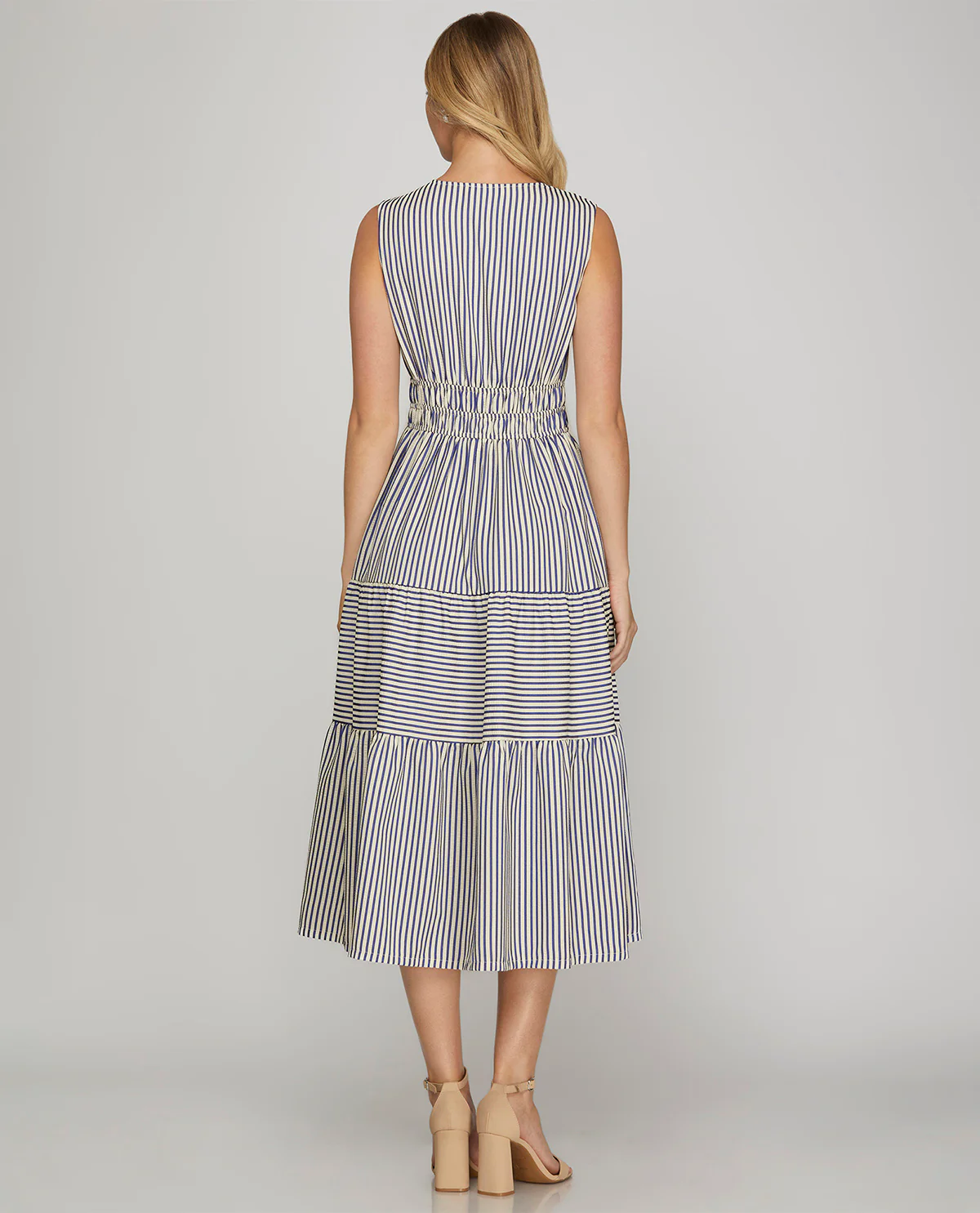 She And Sky Sleeveless Striped Dress Blue - Image 2