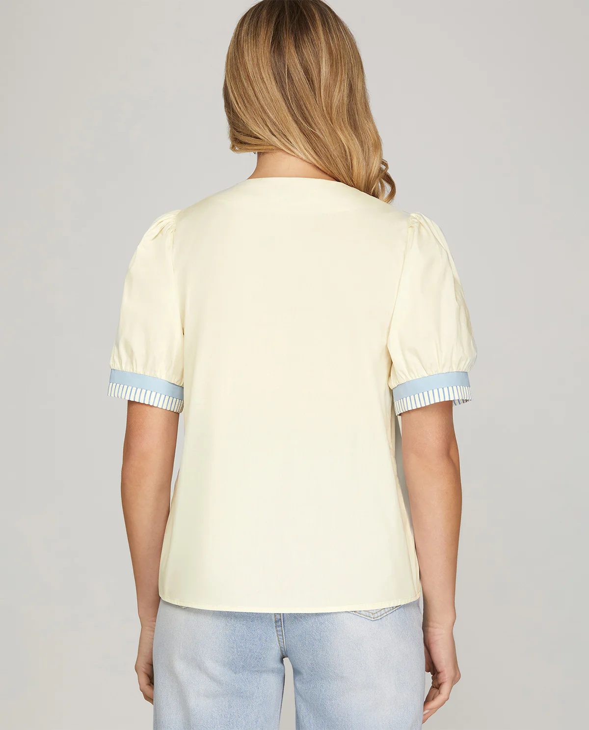 She And Sky Solid Embroidered Top Cream - Image 2