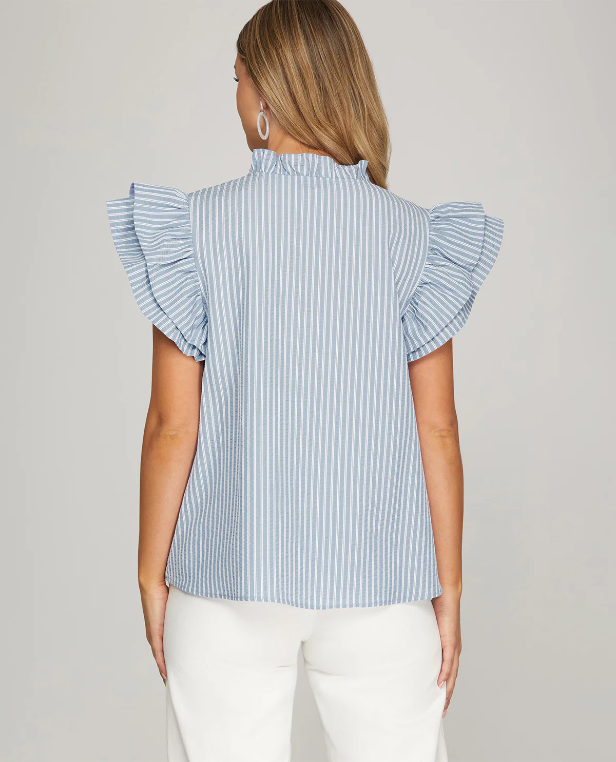 She And Sky Stripe Top Lt Blue - Image 2