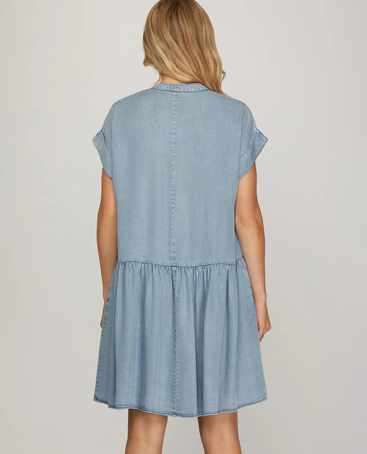 She And Sky Washed Chambray Dress Lt Blue - Image 2