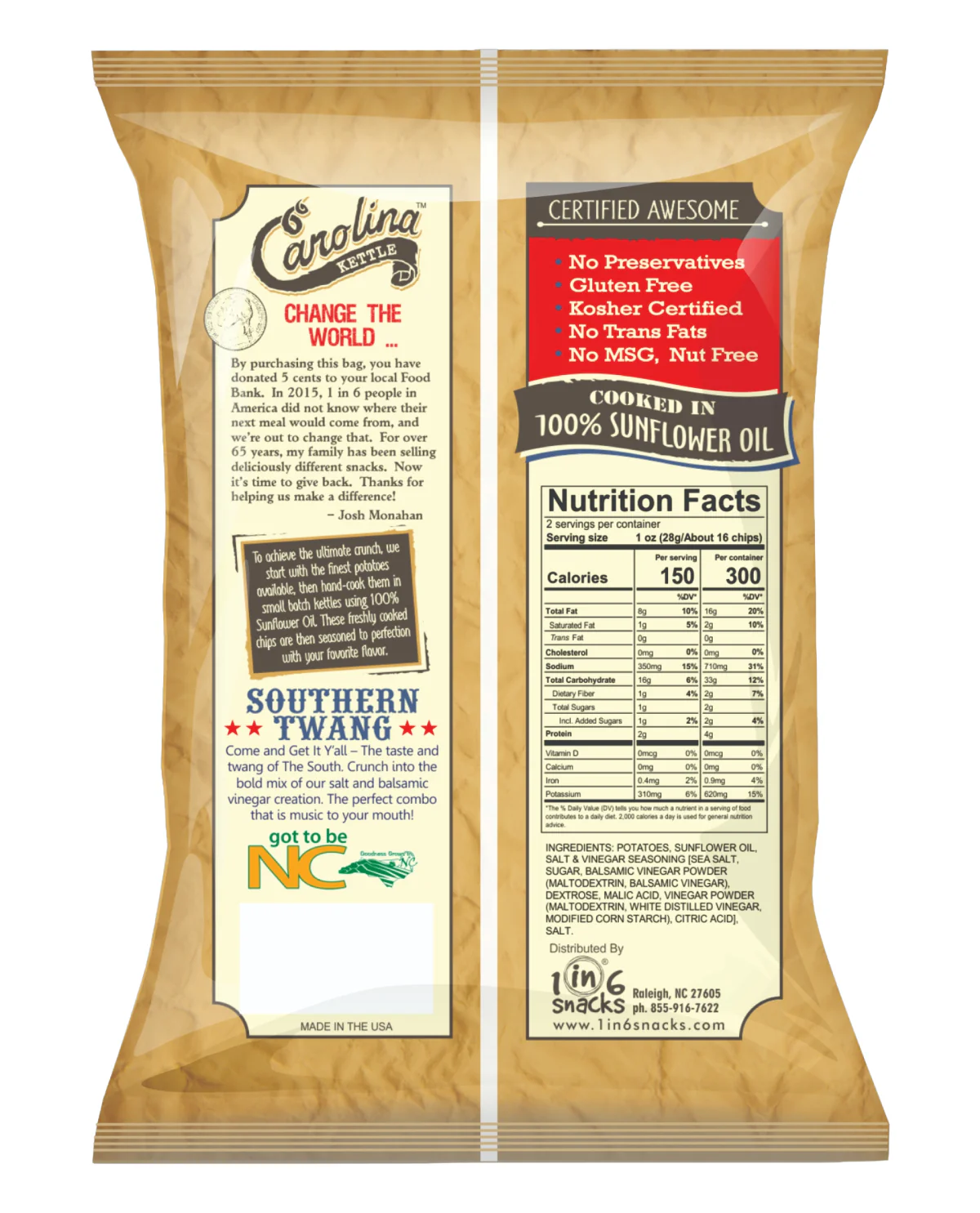 Salt & Vinegar Kettle Cooked Potato Chips - 2oz Bag - Image 2