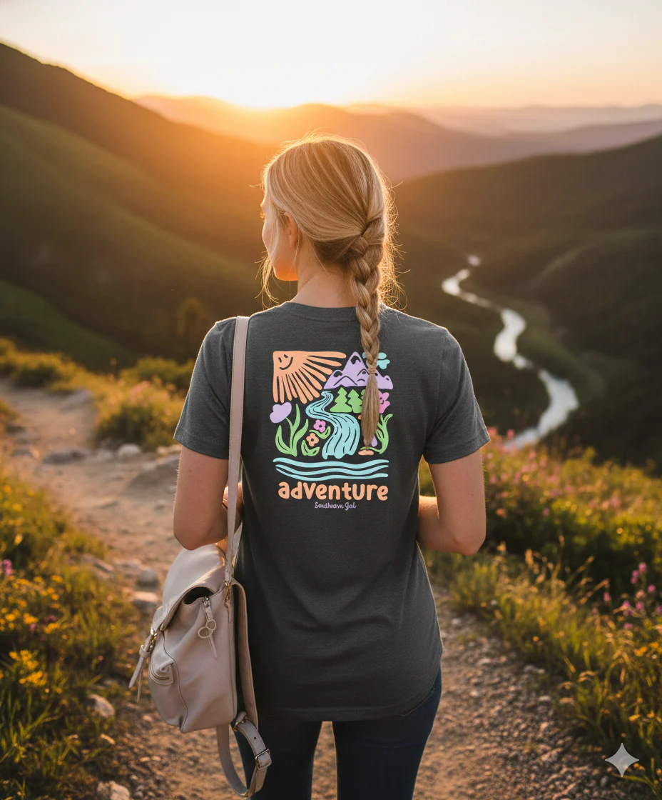 Southern Gal Adventure Short Sleeve Screen Tee Dark Heather - Image 2