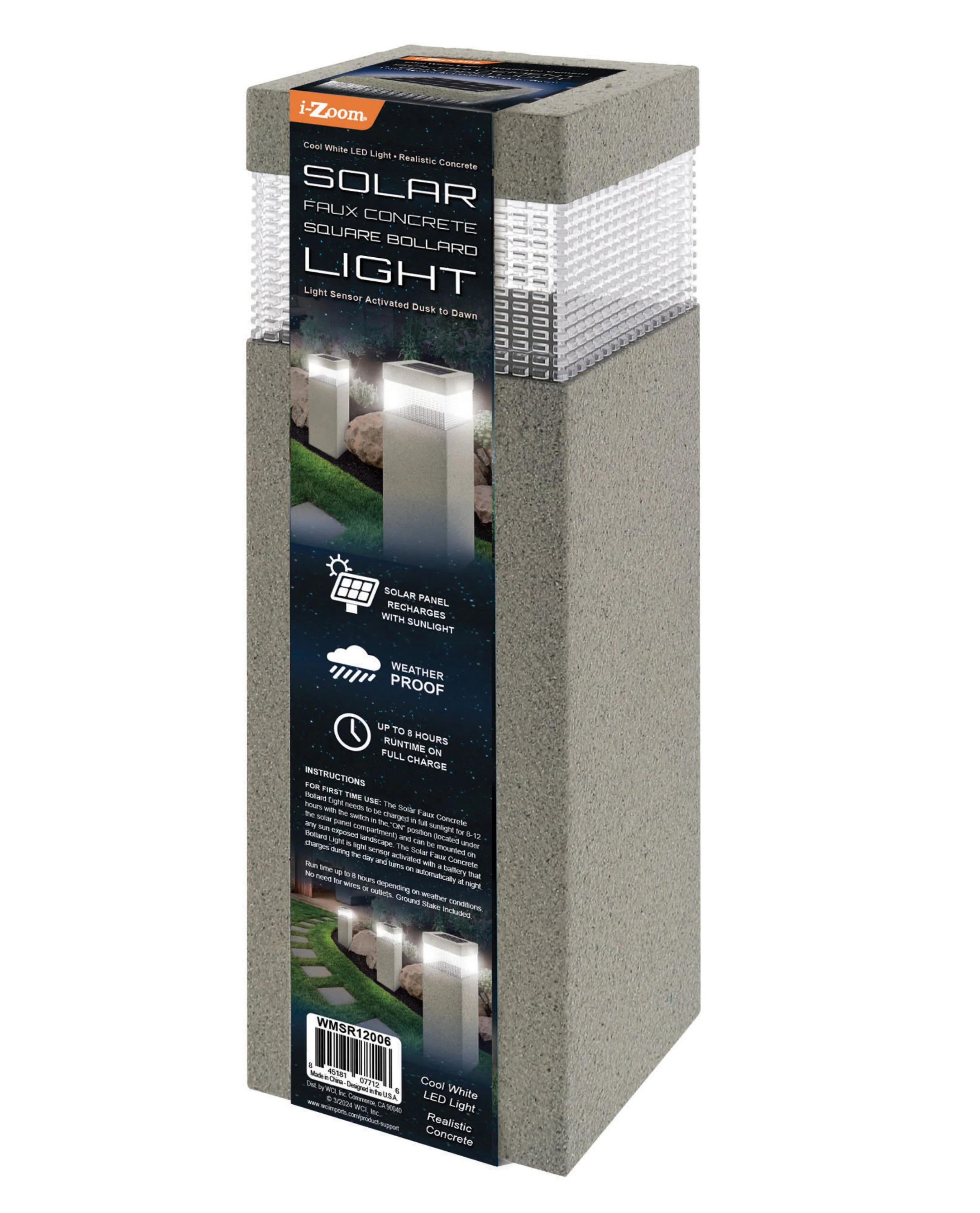 Solar Faux Concrete Square Light