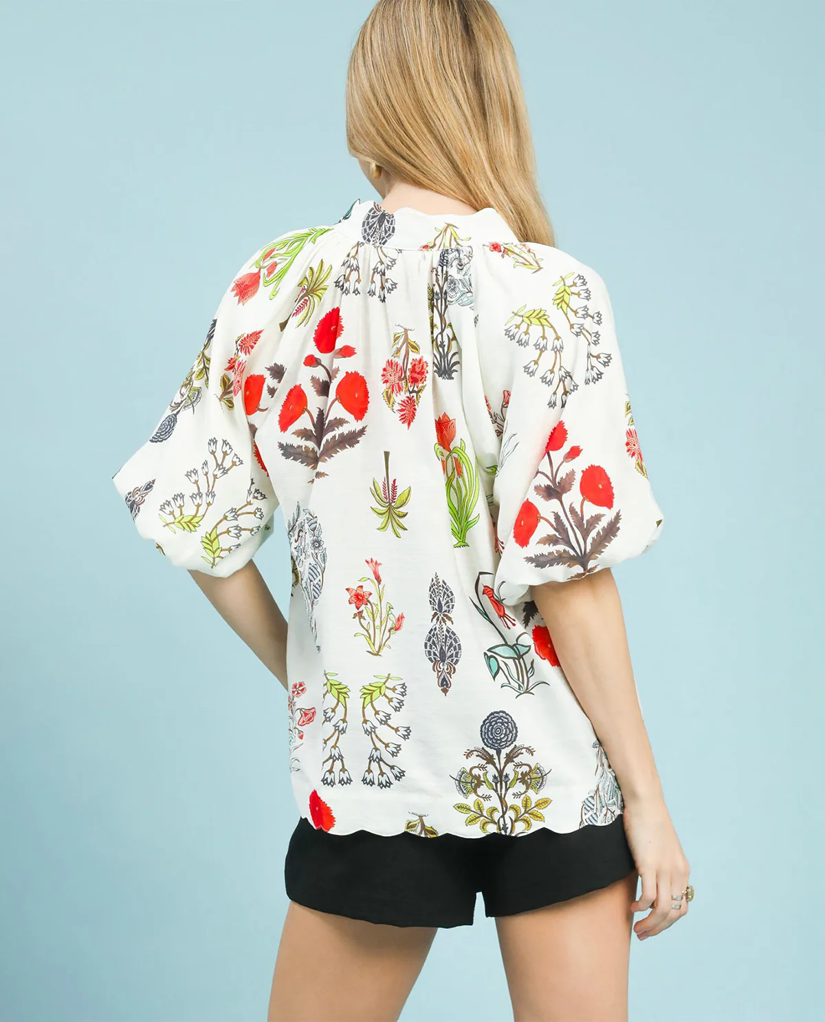 Umgee Floral Encyclopedia Print Blouse - Image 3